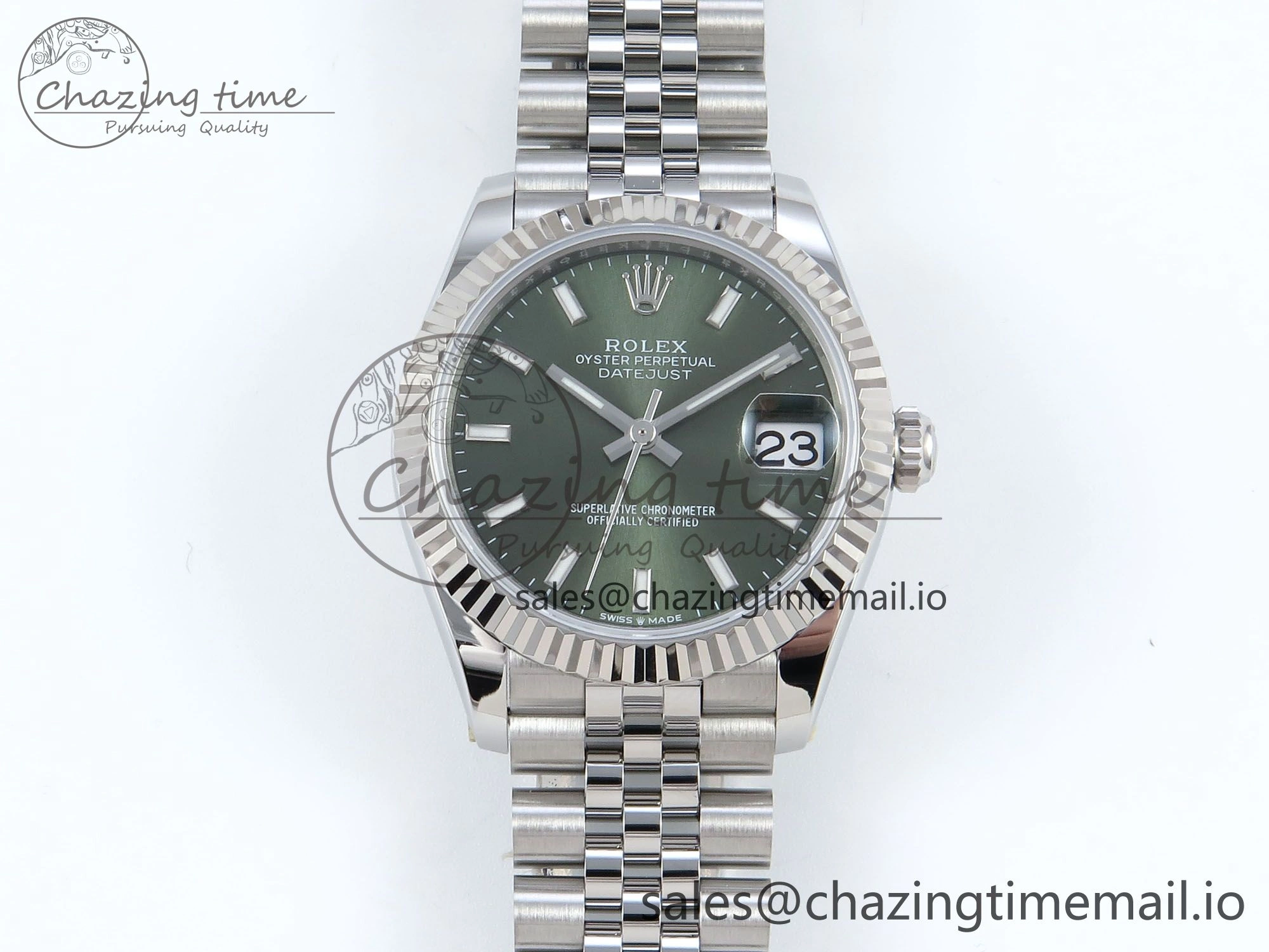DateJust 31 278274 ARF 1:1 Best Edition 904L Steel Green Dial Stick Marker on SS Jubilee Bracelet ETA 2688