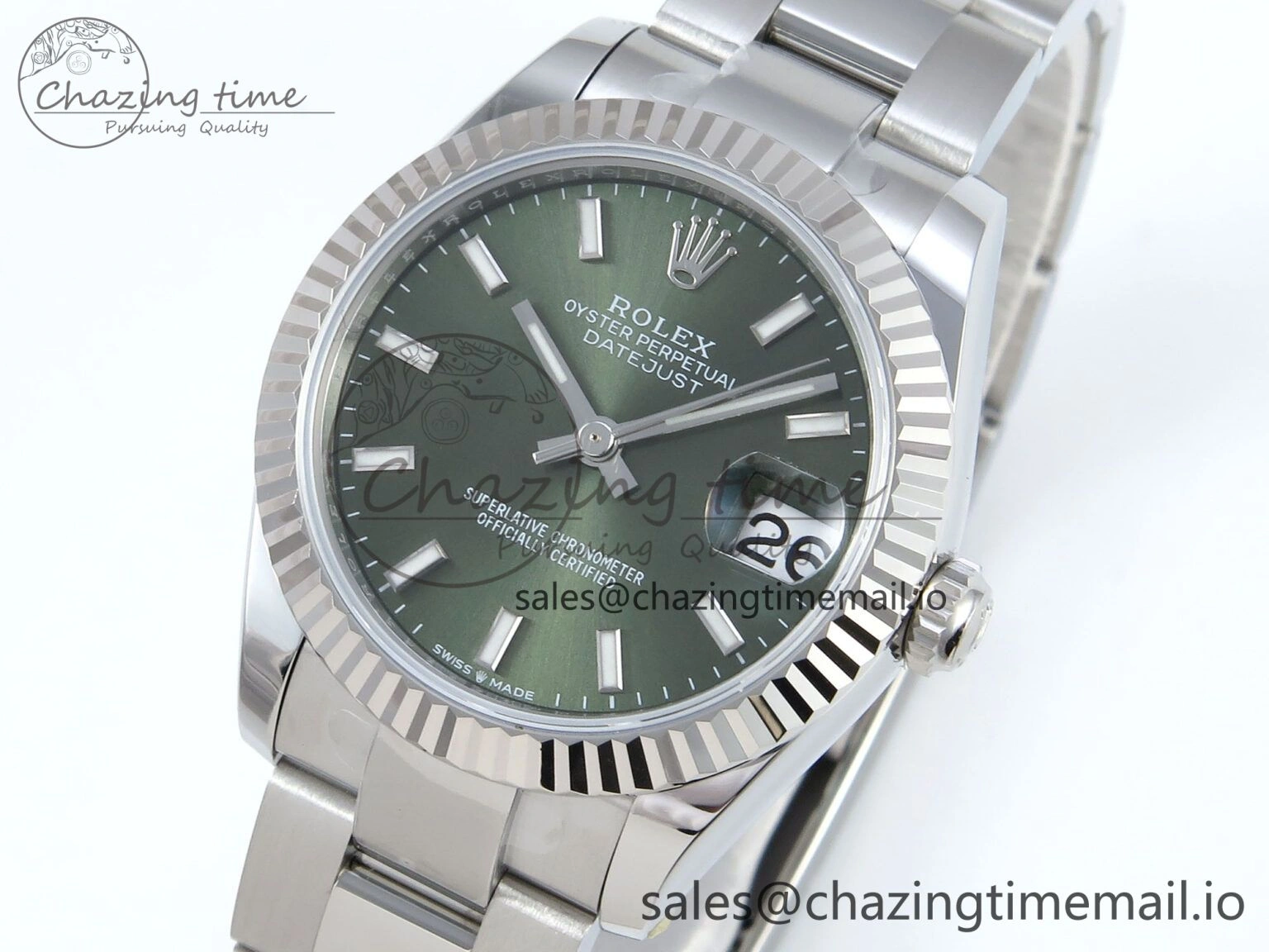 DateJust 31 278274 ARF 1:1 Best Edition 904L Steel Green Dial Stick Marker on SS Oyster Bracelet ETA 2688