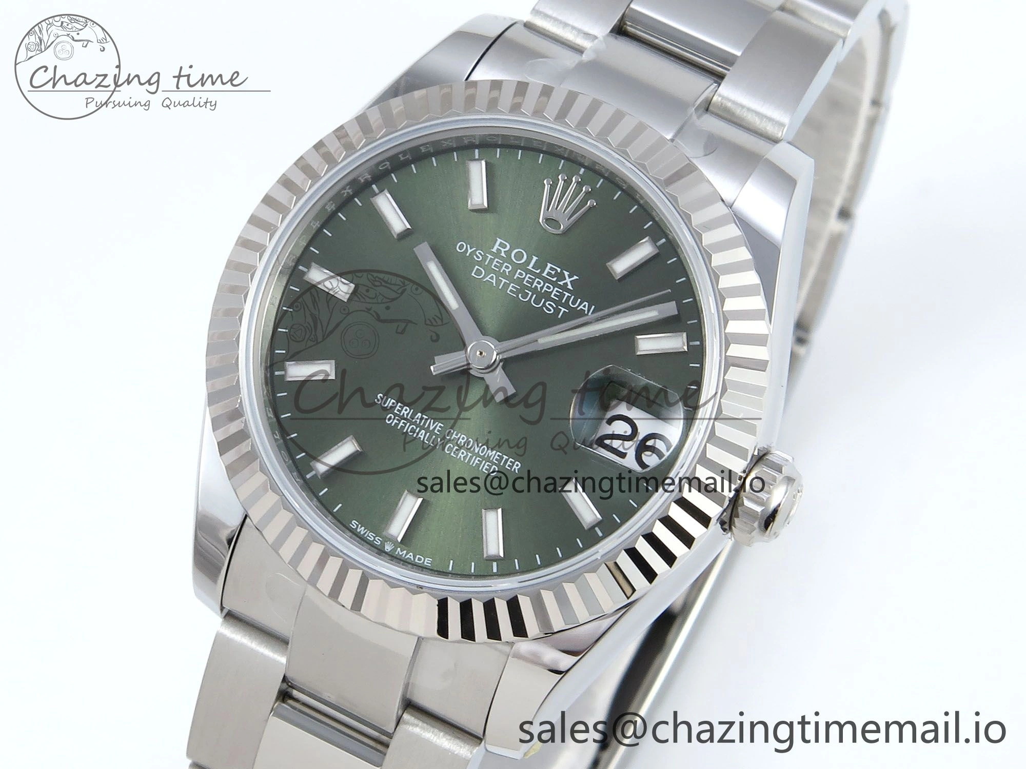 DateJust 31 278274 ARF 1:1 Best Edition 904L Steel Green Dial Stick Marker on SS Oyster Bracelet ETA 2688