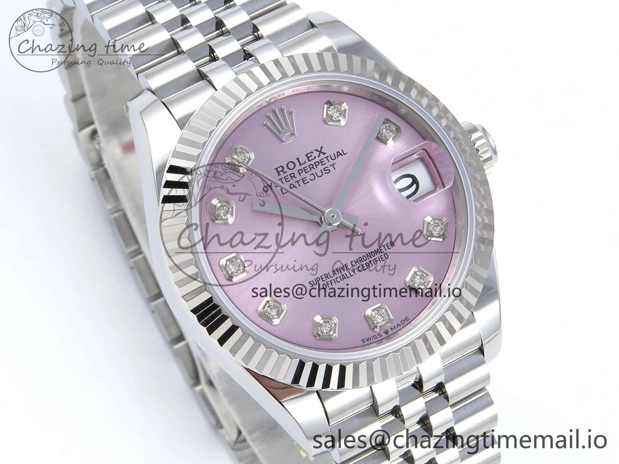 DateJust 31 278274 ARF 1:1 Best Edition 904L Steel Pink Diamonds Dial on SS Jubilee Bracelet ETA 2688
