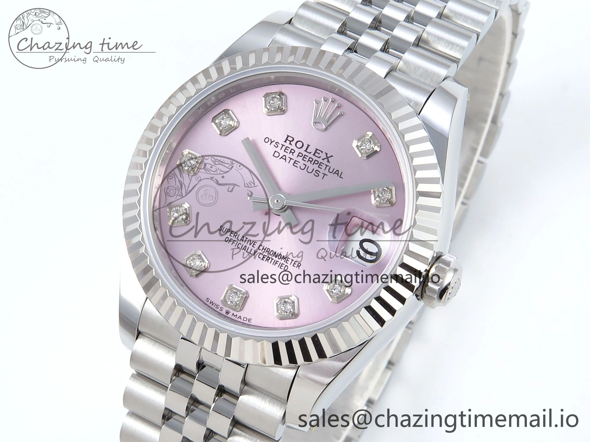 DateJust 31 278274 ARF 1:1 Best Edition 904L Steel Pink Diamonds Dial on SS Jubilee Bracelet ETA 2688