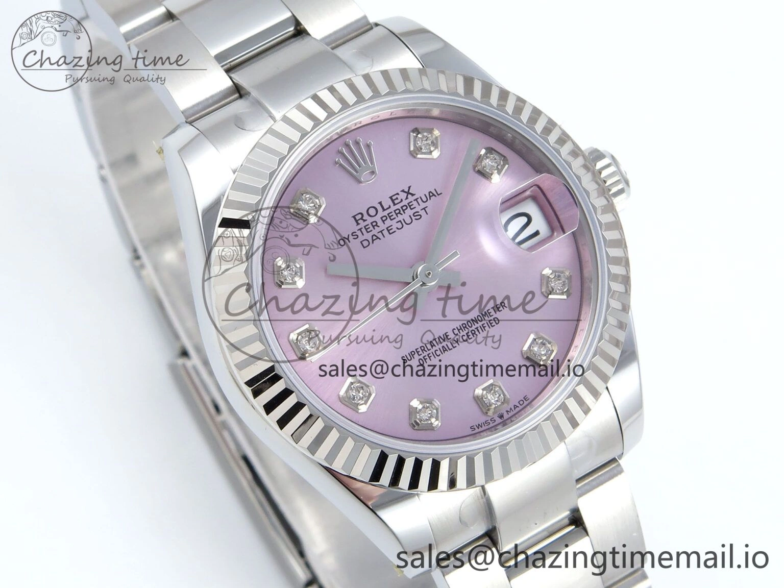 DateJust 31 278274 ARF 1:1 Best Edition 904L Steel Pink Diamonds Dial on SS Oyster Bracelet ETA 2688