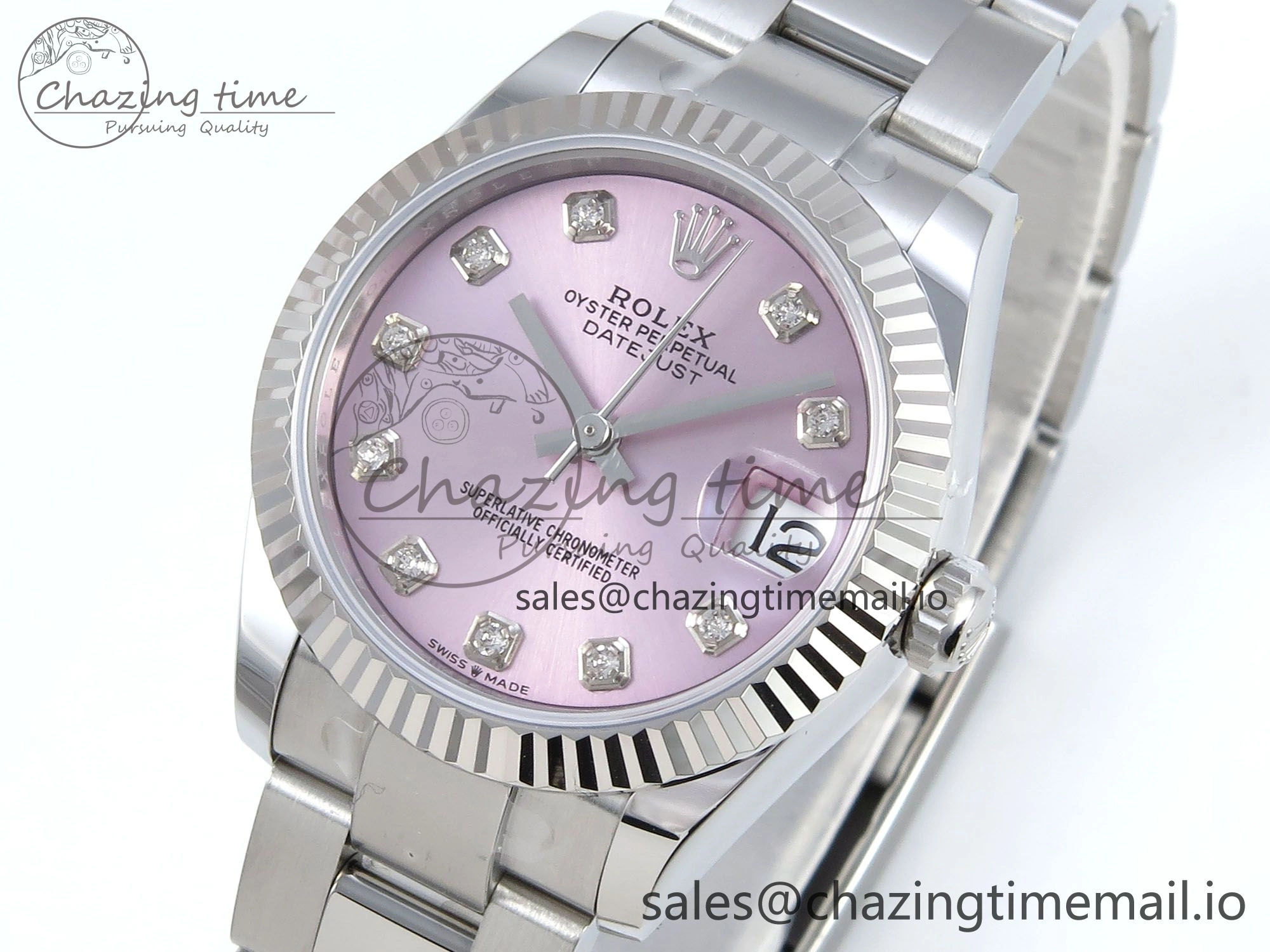 DateJust 31 278274 ARF 1:1 Best Edition 904L Steel Pink Diamonds Dial on SS Oyster Bracelet ETA 2688