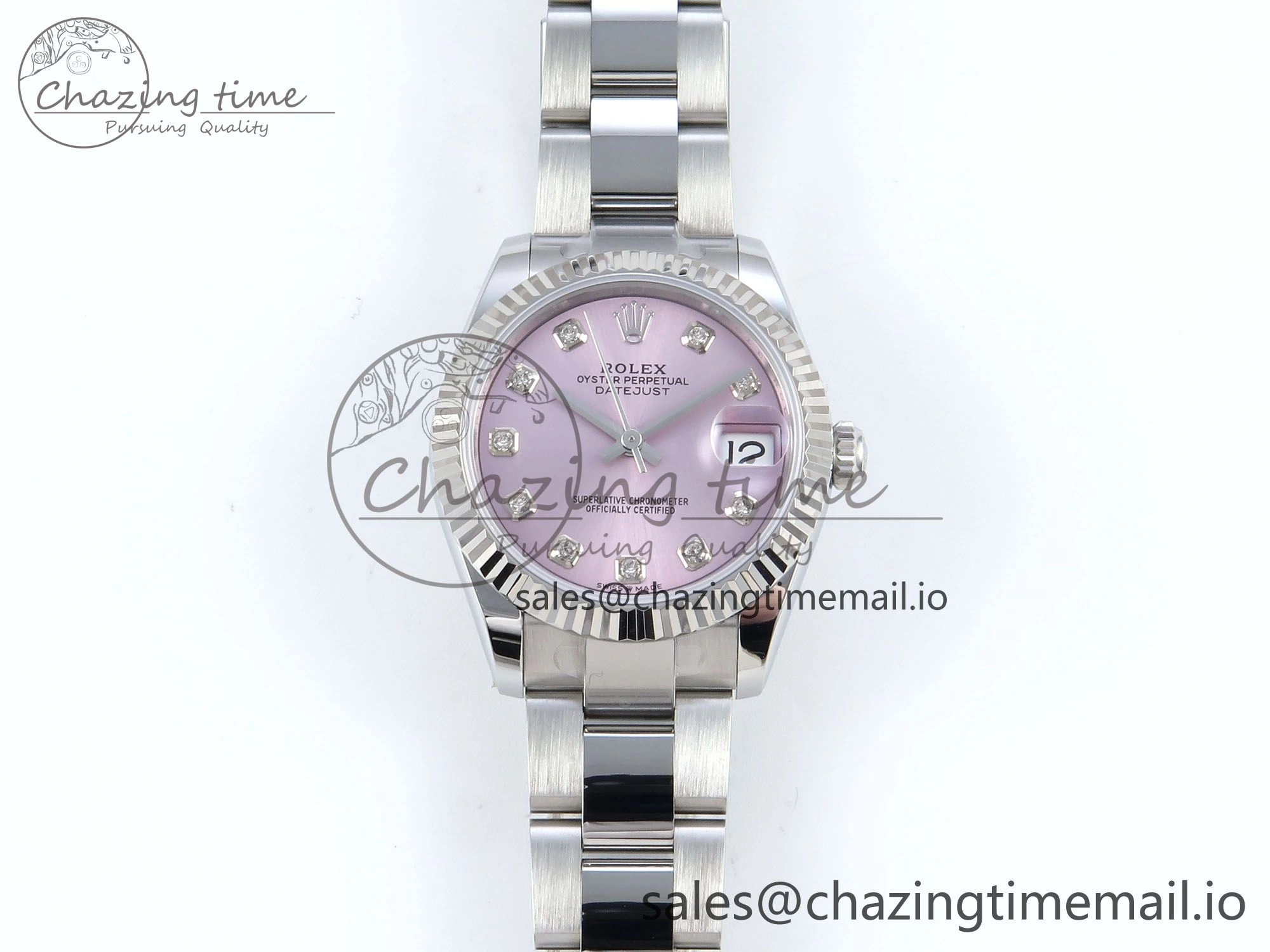 DateJust 31 278274 ARF 1:1 Best Edition 904L Steel Pink Diamonds Dial on SS Oyster Bracelet ETA 2688