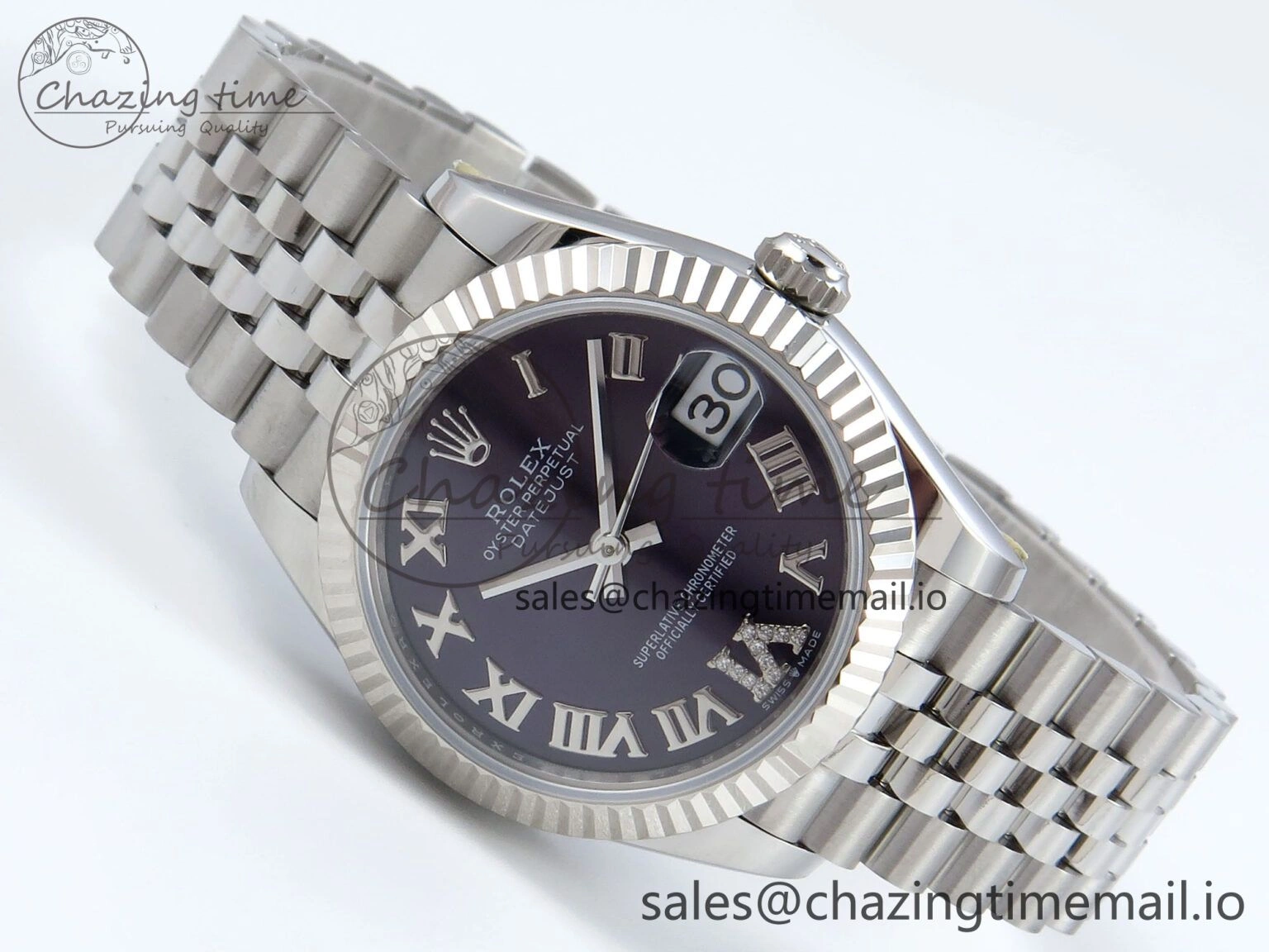 DateJust 31 278274 ARF 1:1 Best Edition 904L Steel Purple Roman Dial on SS Jubilee Bracelet ETA 2688