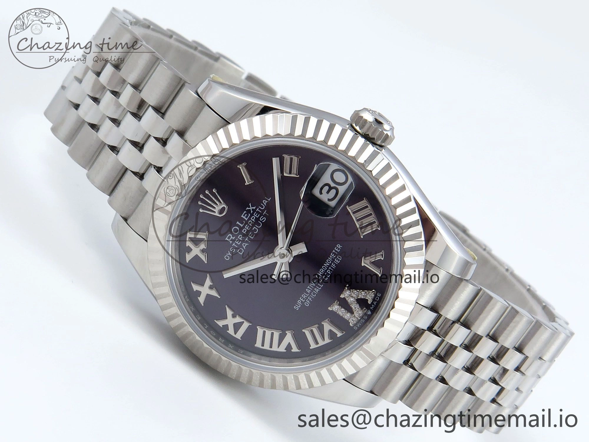 DateJust 31 278274 ARF 1:1 Best Edition 904L Steel Purple Roman Dial on SS Jubilee Bracelet ETA 2688