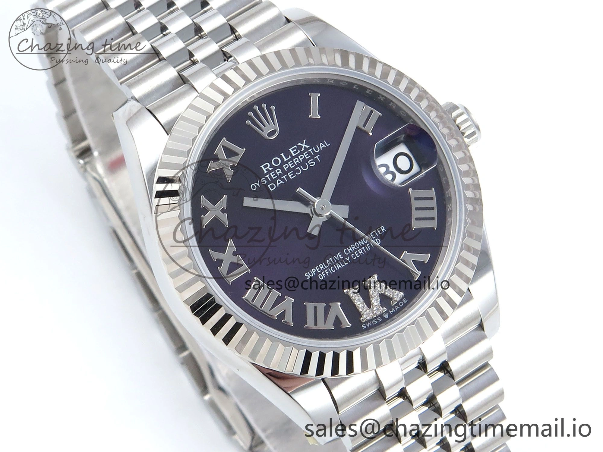 DateJust 31 278274 ARF 1:1 Best Edition 904L Steel Purple Roman Dial on SS Jubilee Bracelet ETA 2688