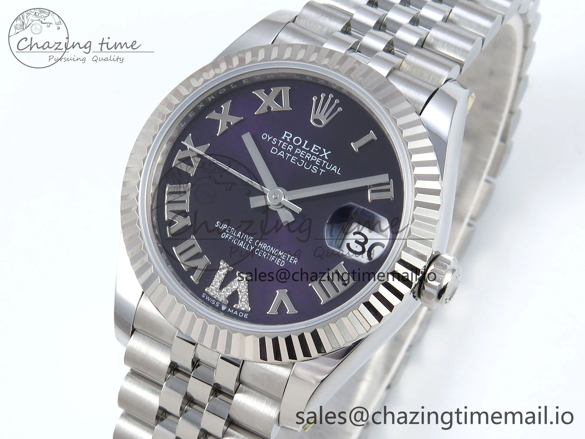 DateJust 31 278274 ARF 1:1 Best Edition 904L Steel Purple Roman Dial on SS Jubilee Bracelet ETA 2688