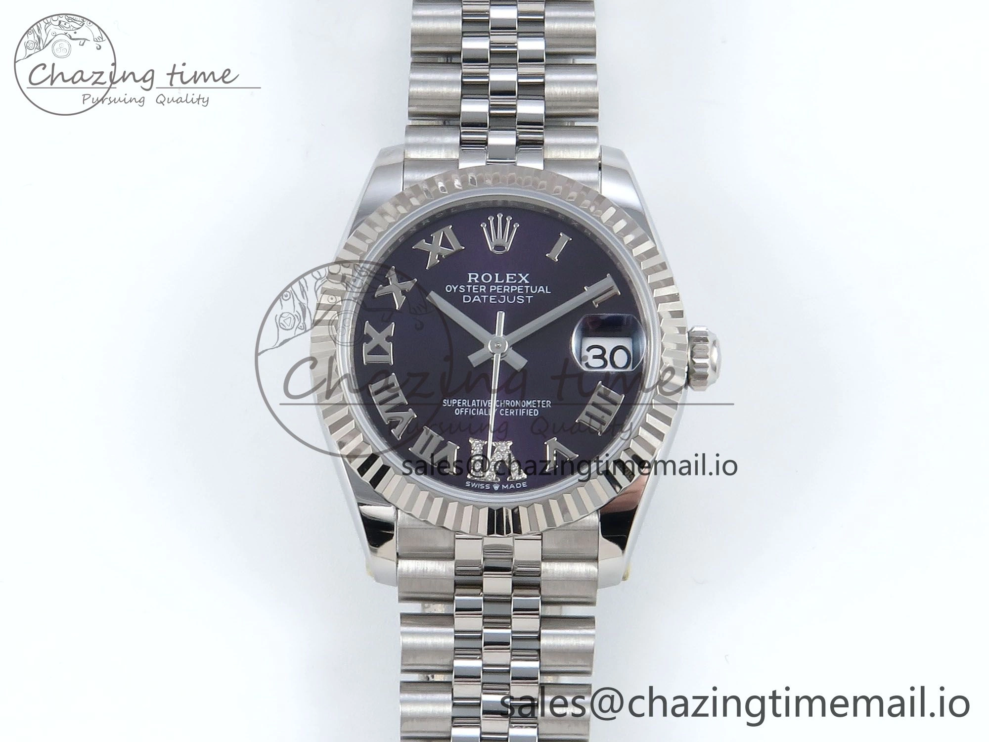 DateJust 31 278274 ARF 1:1 Best Edition 904L Steel Purple Roman Dial on SS Jubilee Bracelet ETA 2688