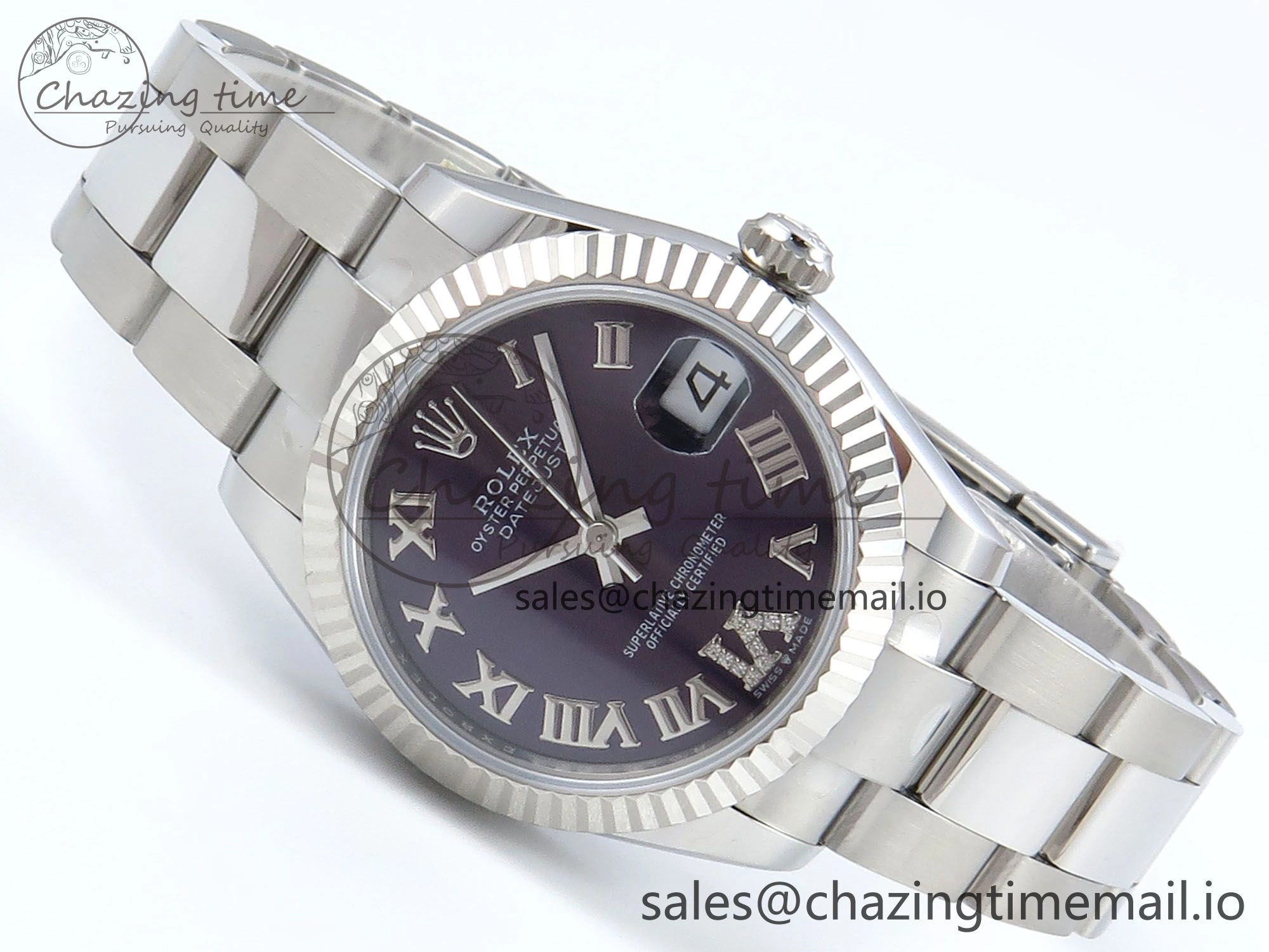 DateJust 31 278274 ARF 1:1 Best Edition 904L Steel Purple Roman Dial on SS Oyster Bracelet ETA 2688