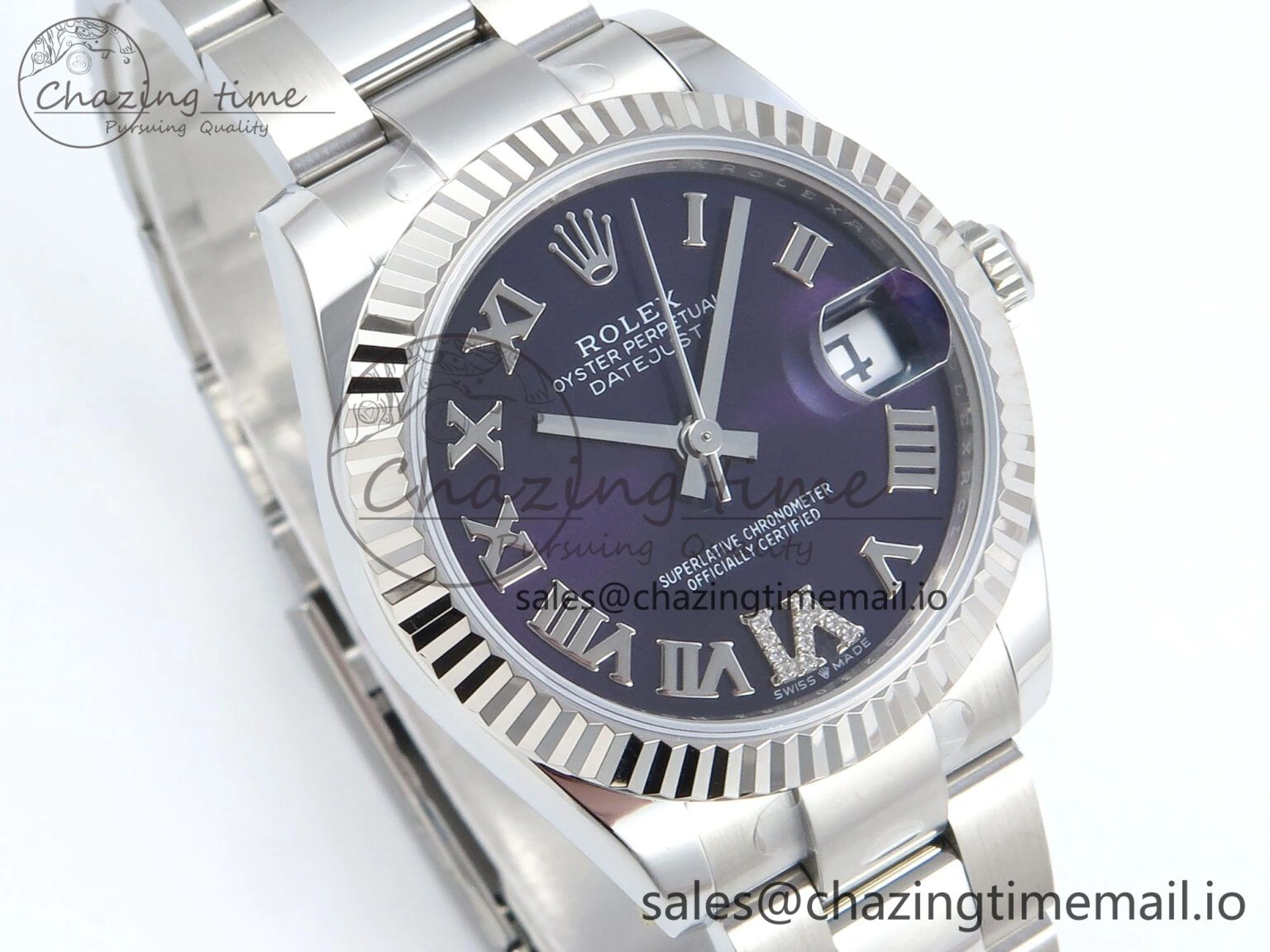 DateJust 31 278274 ARF 1:1 Best Edition 904L Steel Purple Roman Dial on SS Oyster Bracelet ETA 2688