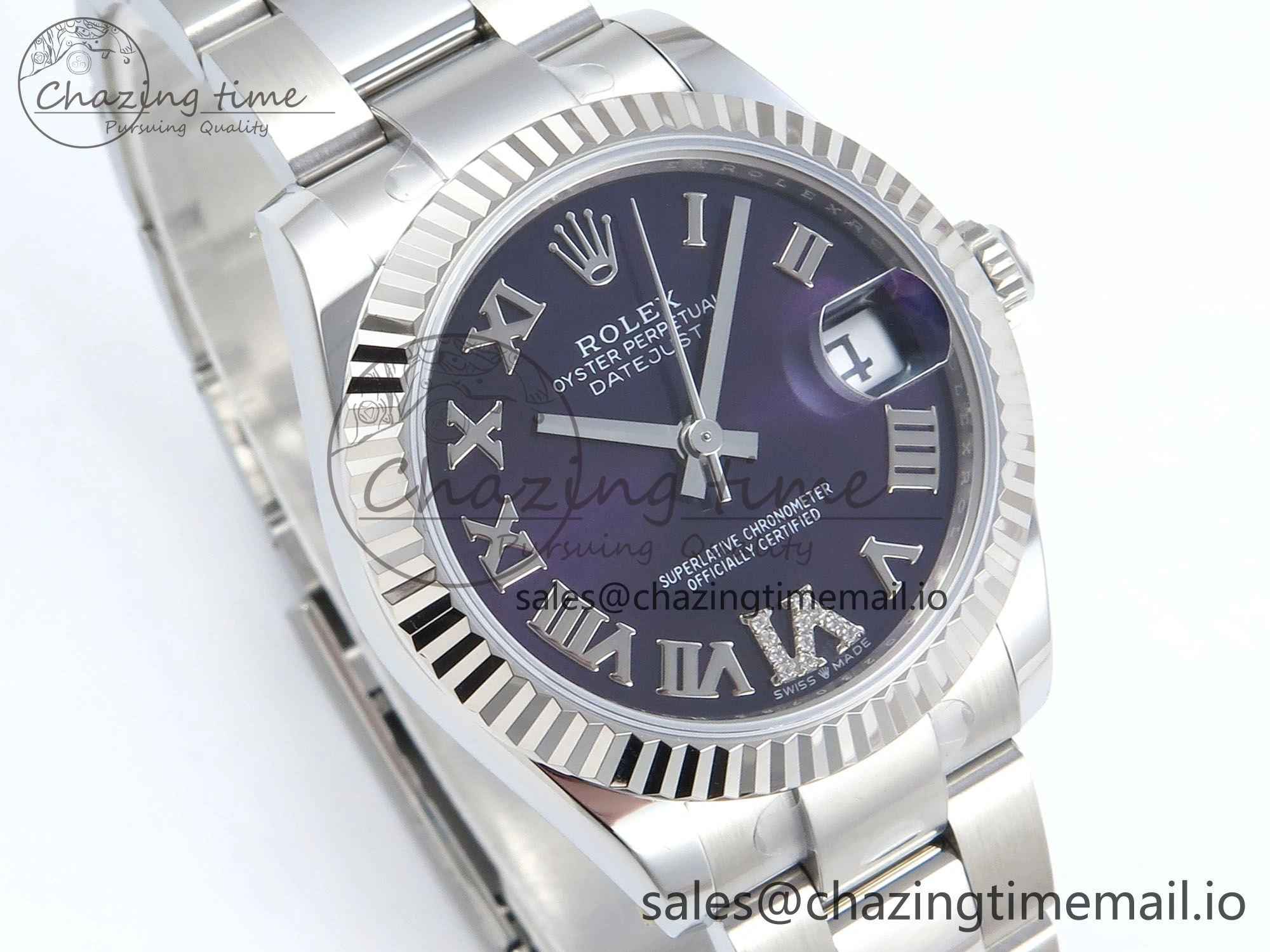 DateJust 31 278274 ARF 1:1 Best Edition 904L Steel Purple Roman Dial on SS Oyster Bracelet ETA 2688