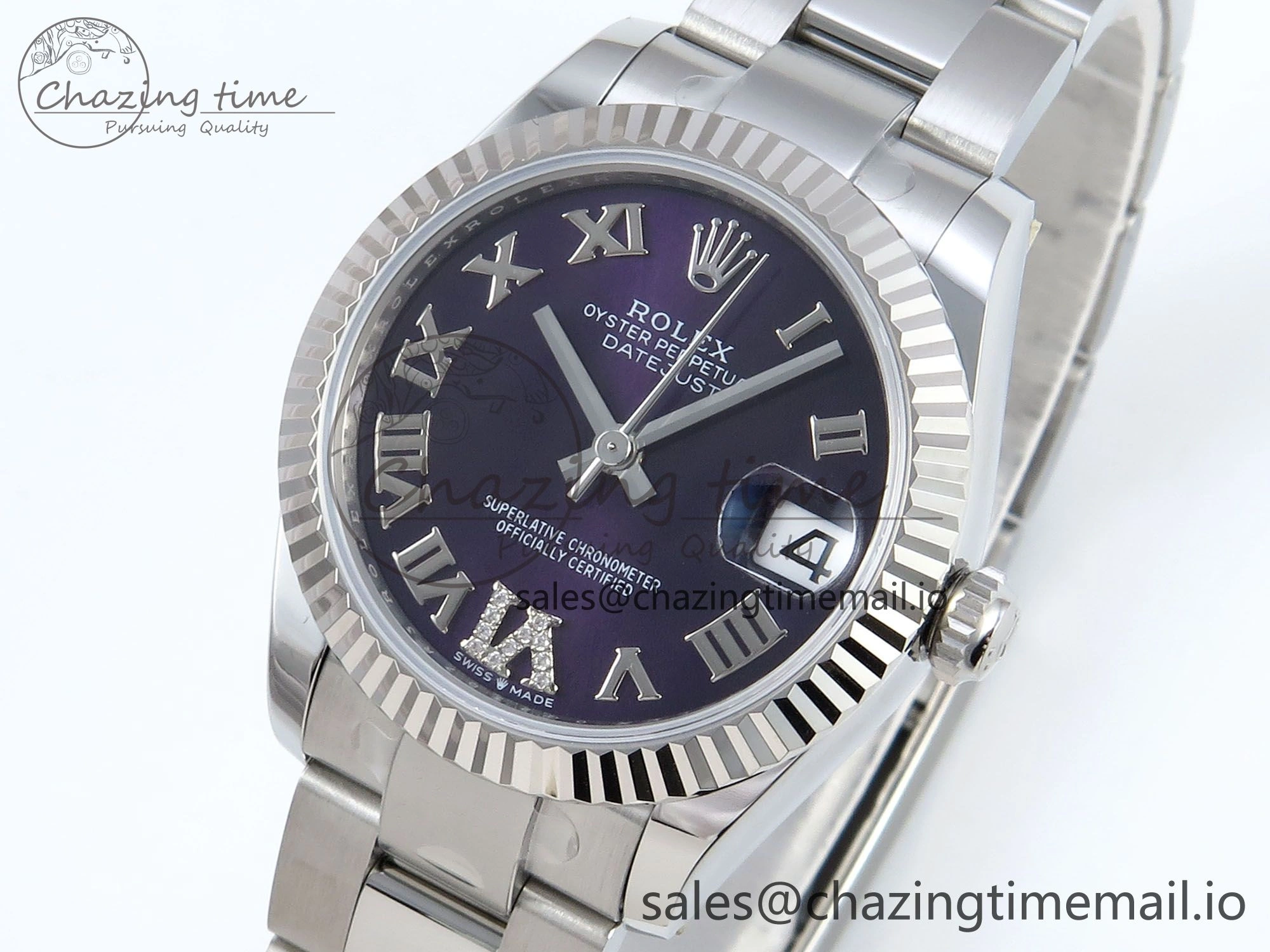 DateJust 31 278274 ARF 1:1 Best Edition 904L Steel Purple Roman Dial on SS Oyster Bracelet ETA 2688