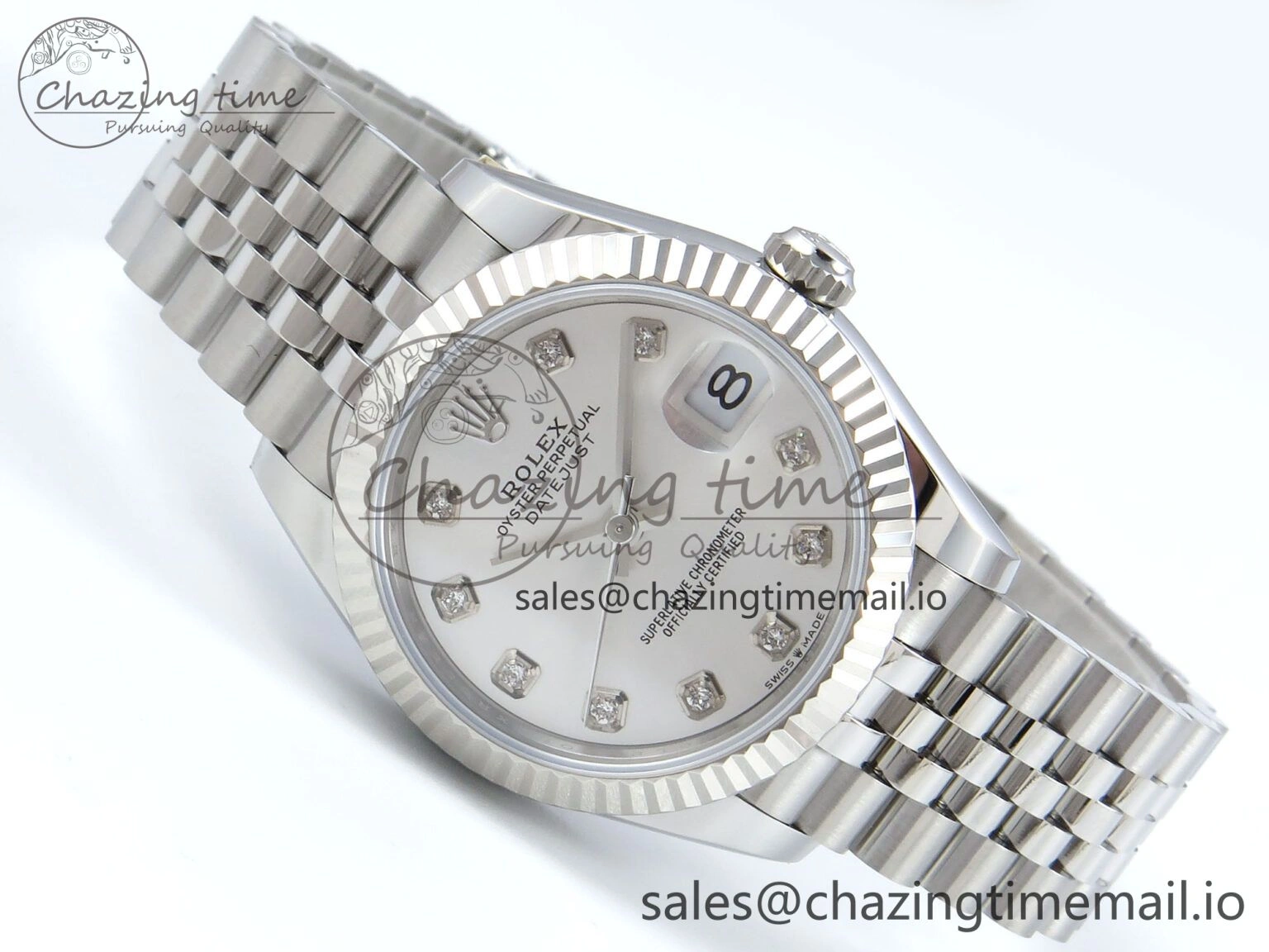 DateJust 31 278274 ARF 1:1 Best Edition 904L Steel Silver Diamonds Dial on SS Jubilee Bracelet ETA 2688