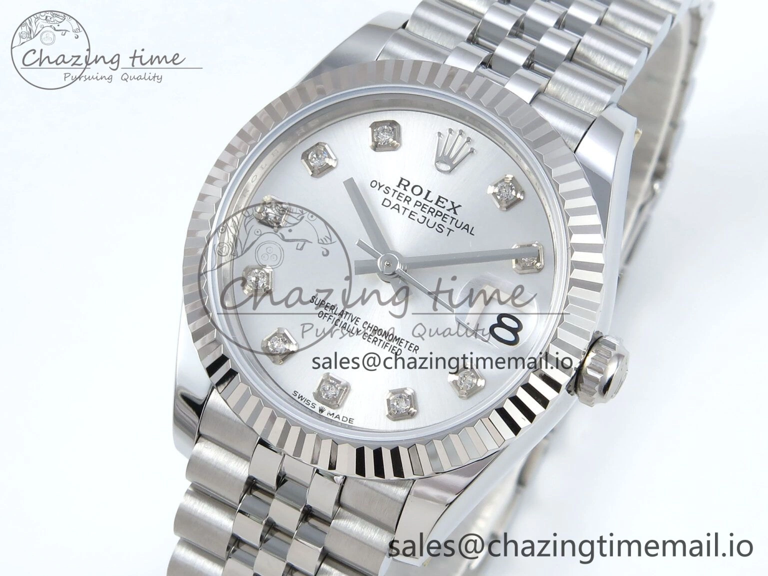 DateJust 31 278274 ARF 1:1 Best Edition 904L Steel Silver Diamonds Dial on SS Jubilee Bracelet ETA 2688