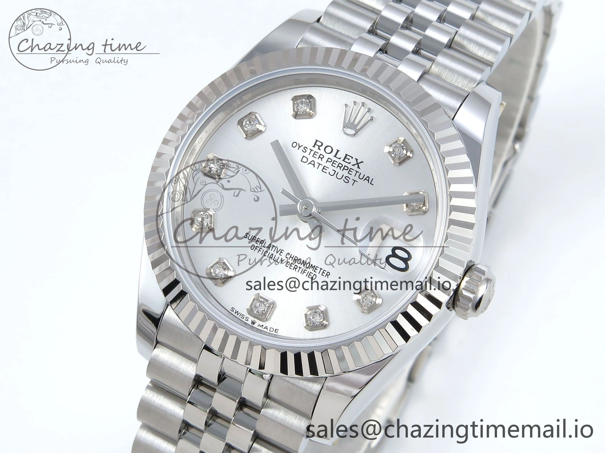 DateJust 31 278274 ARF 1:1 Best Edition 904L Steel Silver Diamonds Dial on SS Jubilee Bracelet ETA 2688