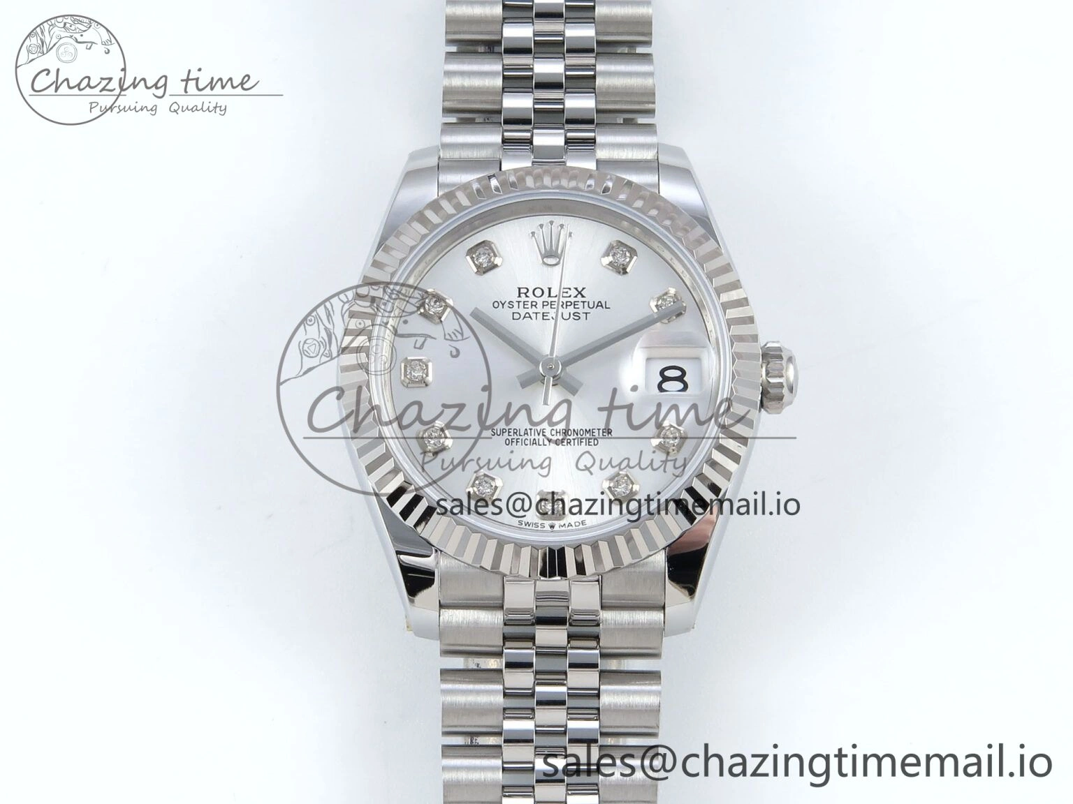DateJust 31 278274 ARF 1:1 Best Edition 904L Steel Silver Diamonds Dial on SS Jubilee Bracelet ETA 2688