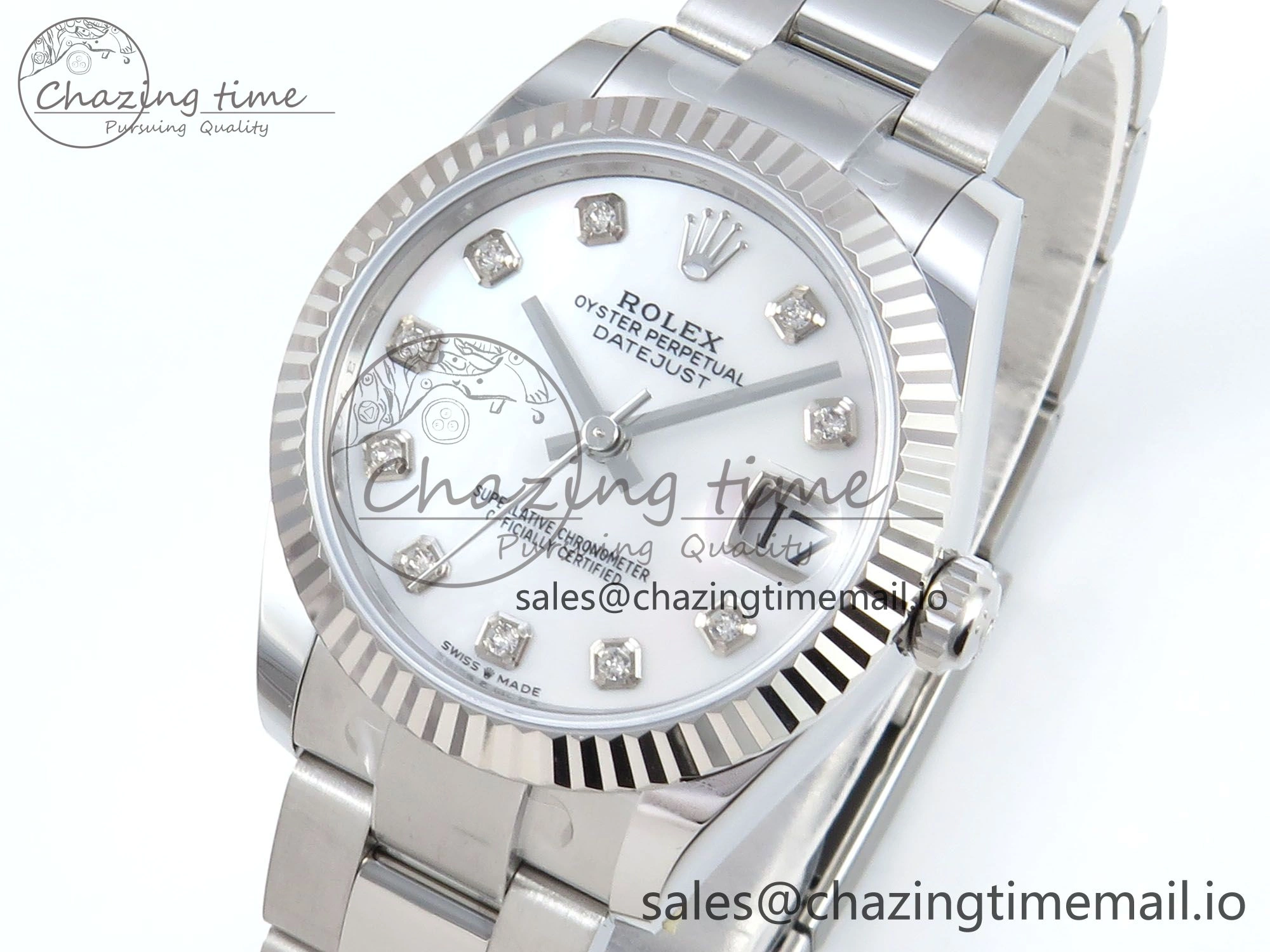 DateJust 31 278274 ARF 1:1 Best Edition 904L Steel White MOP Diamonds Dial on SS Oyster Bracelet ETA 2688