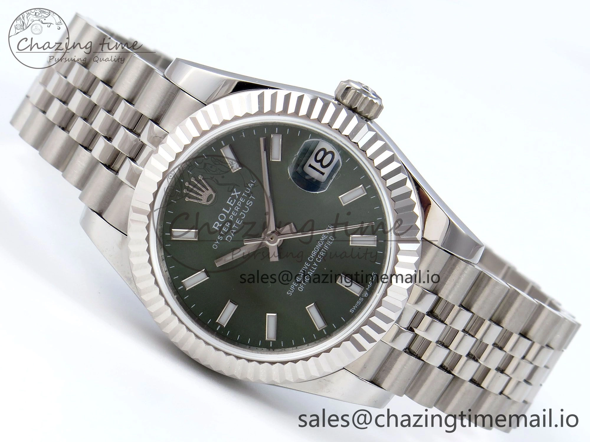 DateJust 31 278274 JARF 1:1 Best Edition 904L Steel Green Stick Dial on SS Jubilee Bracelet HZ2236