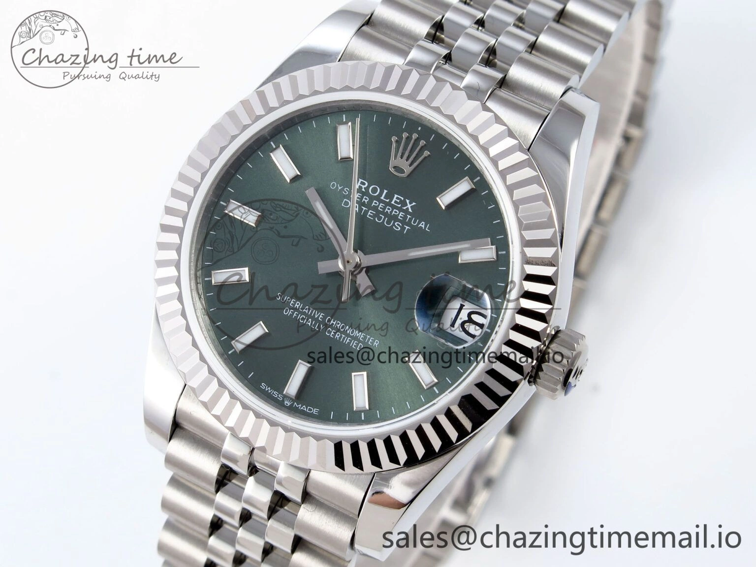 DateJust 31 278274 JARF 1:1 Best Edition 904L Steel Green Stick Dial on SS Jubilee Bracelet HZ2236