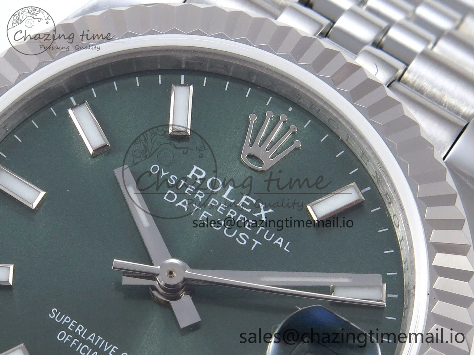 DateJust 31 278274 JARF 1:1 Best Edition 904L Steel Green Stick Dial on SS Jubilee Bracelet HZ2236