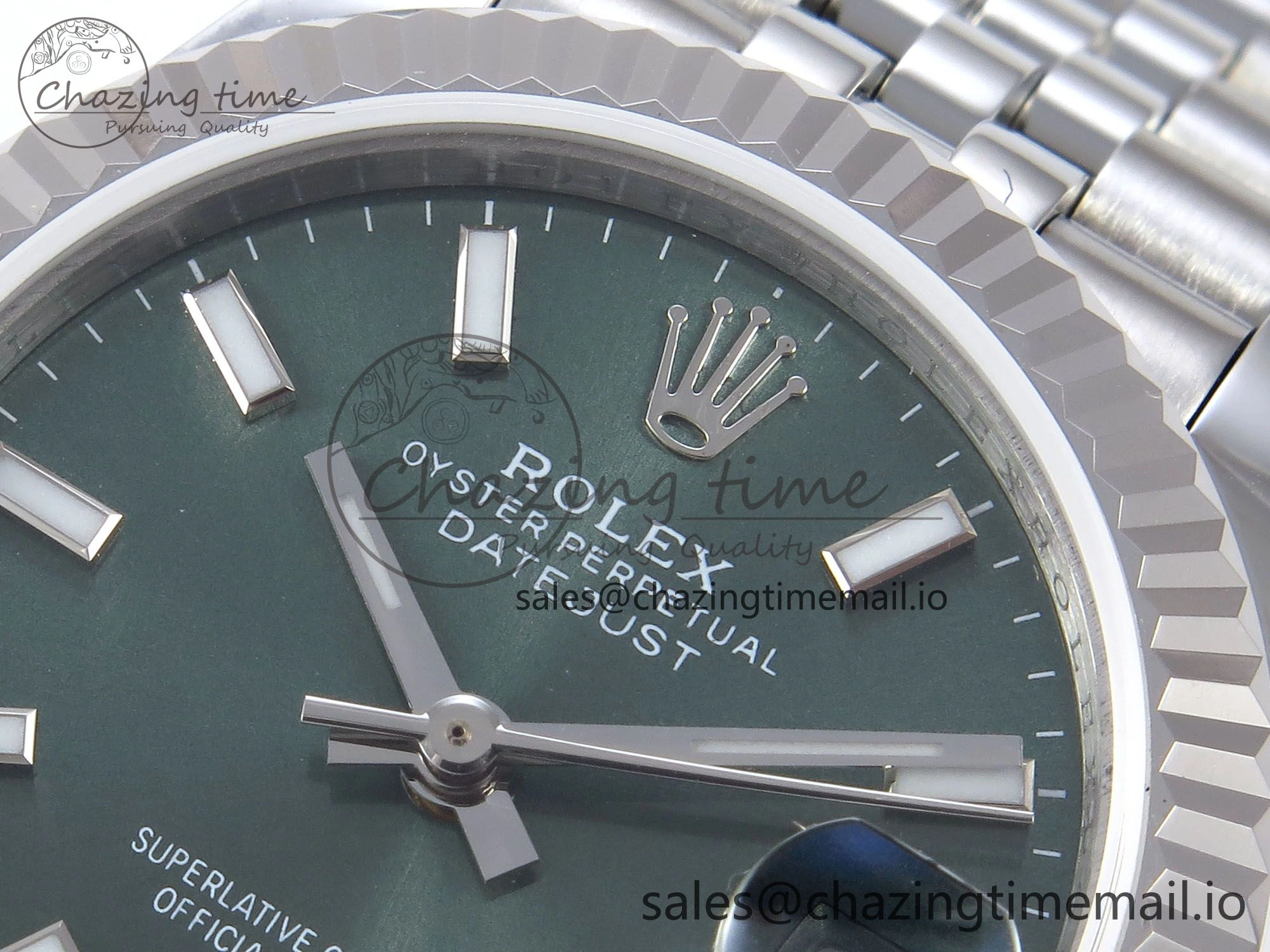 DateJust 31 278274 JARF 1:1 Best Edition 904L Steel Green Stick Dial on SS Jubilee Bracelet HZ2236