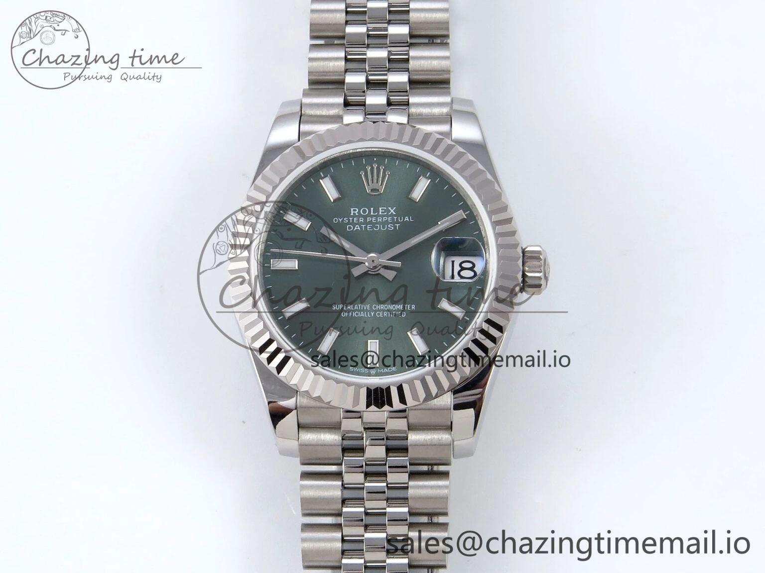 DateJust 31 278274 JARF 1:1 Best Edition 904L Steel Green Stick Dial on SS Jubilee Bracelet HZ2236