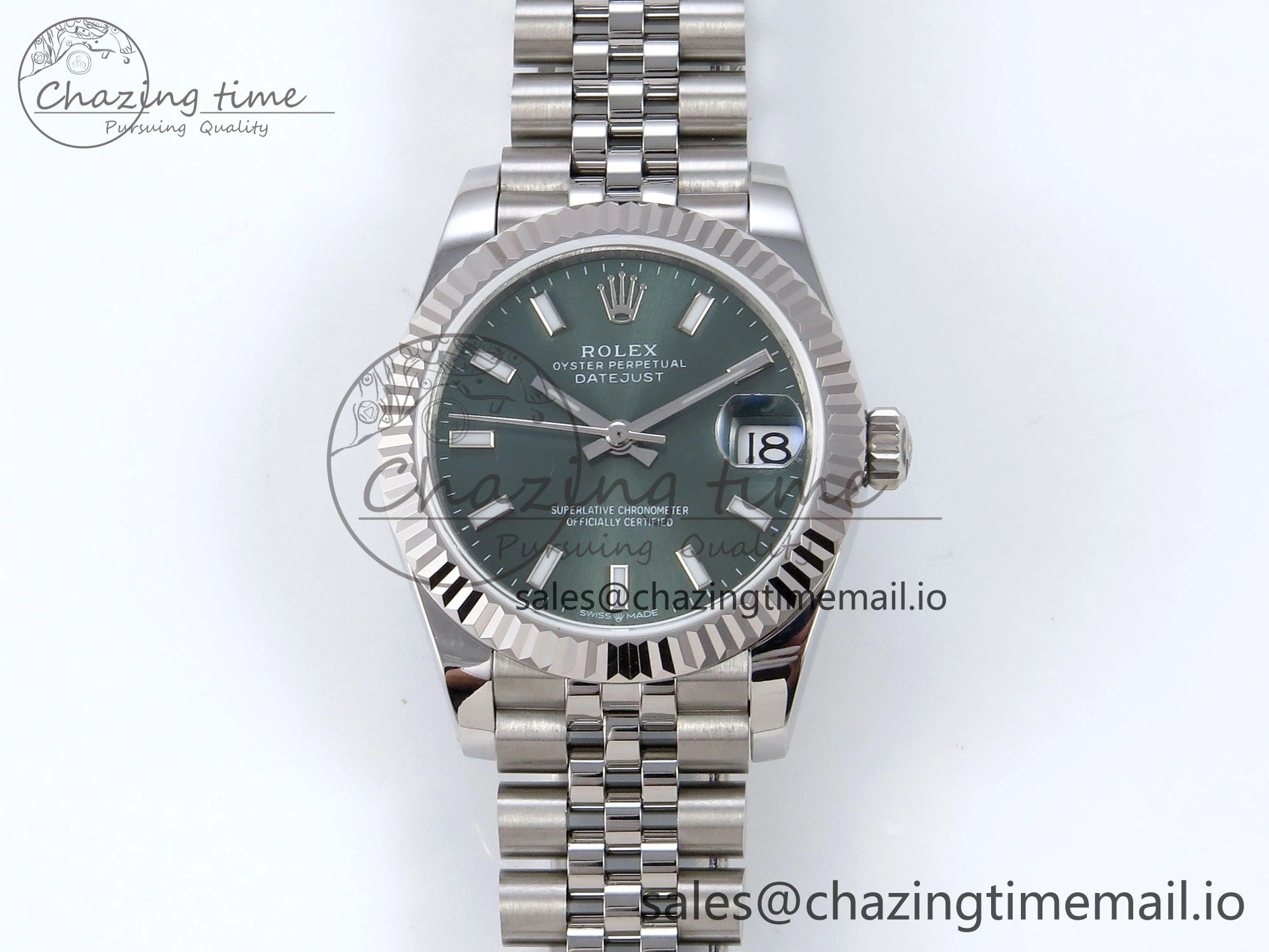 DateJust 31 278274 JARF 1:1 Best Edition 904L Steel Green Stick Dial on SS Jubilee Bracelet HZ2236