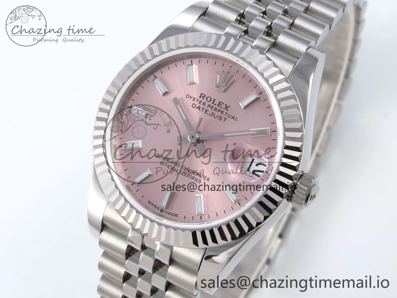 DateJust 31 278274 JARF 1:1 Best Edition 904L Steel Pink Stick Dial on SS Jubilee Bracelet HZ2236
