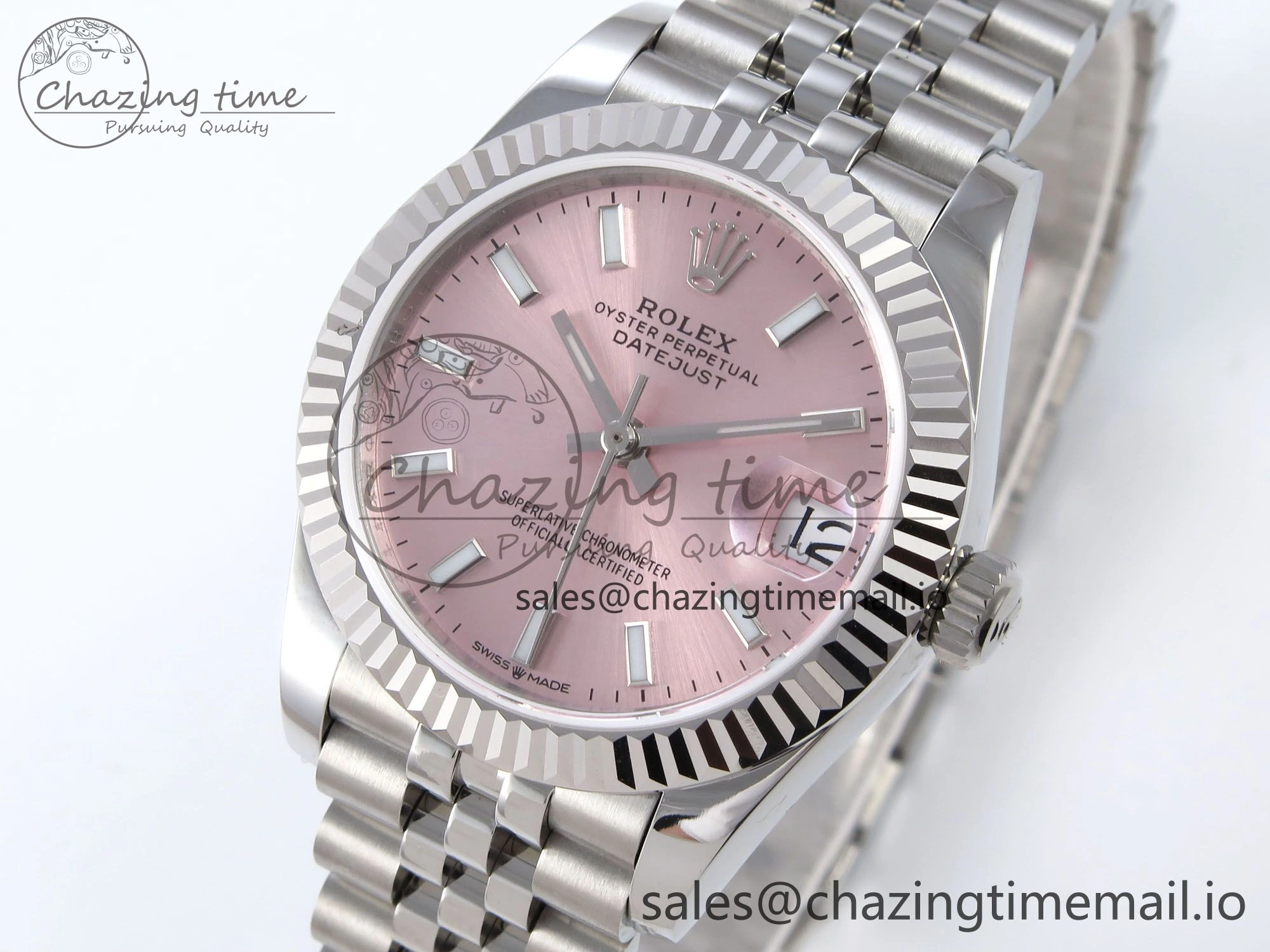 DateJust 31 278274 JARF 1:1 Best Edition 904L Steel Pink Stick Dial on SS Jubilee Bracelet HZ2236