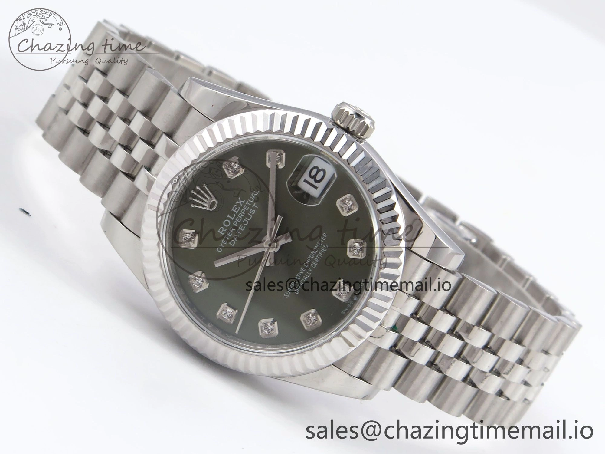 DateJust 31 278274 SS GMF 1:1 Best Edition 904L Steel Green Diamonds Dial on Jubilee Bracelet A2824