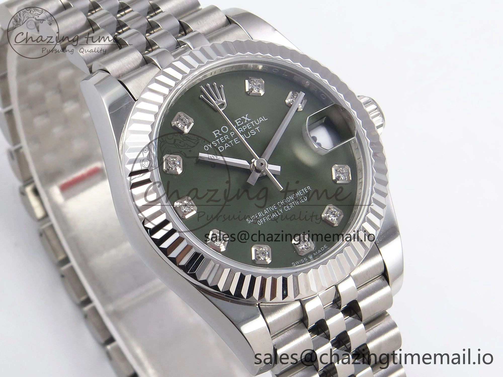 DateJust 31 278274 SS GMF 1:1 Best Edition 904L Steel Green Diamonds Dial on Jubilee Bracelet A2824