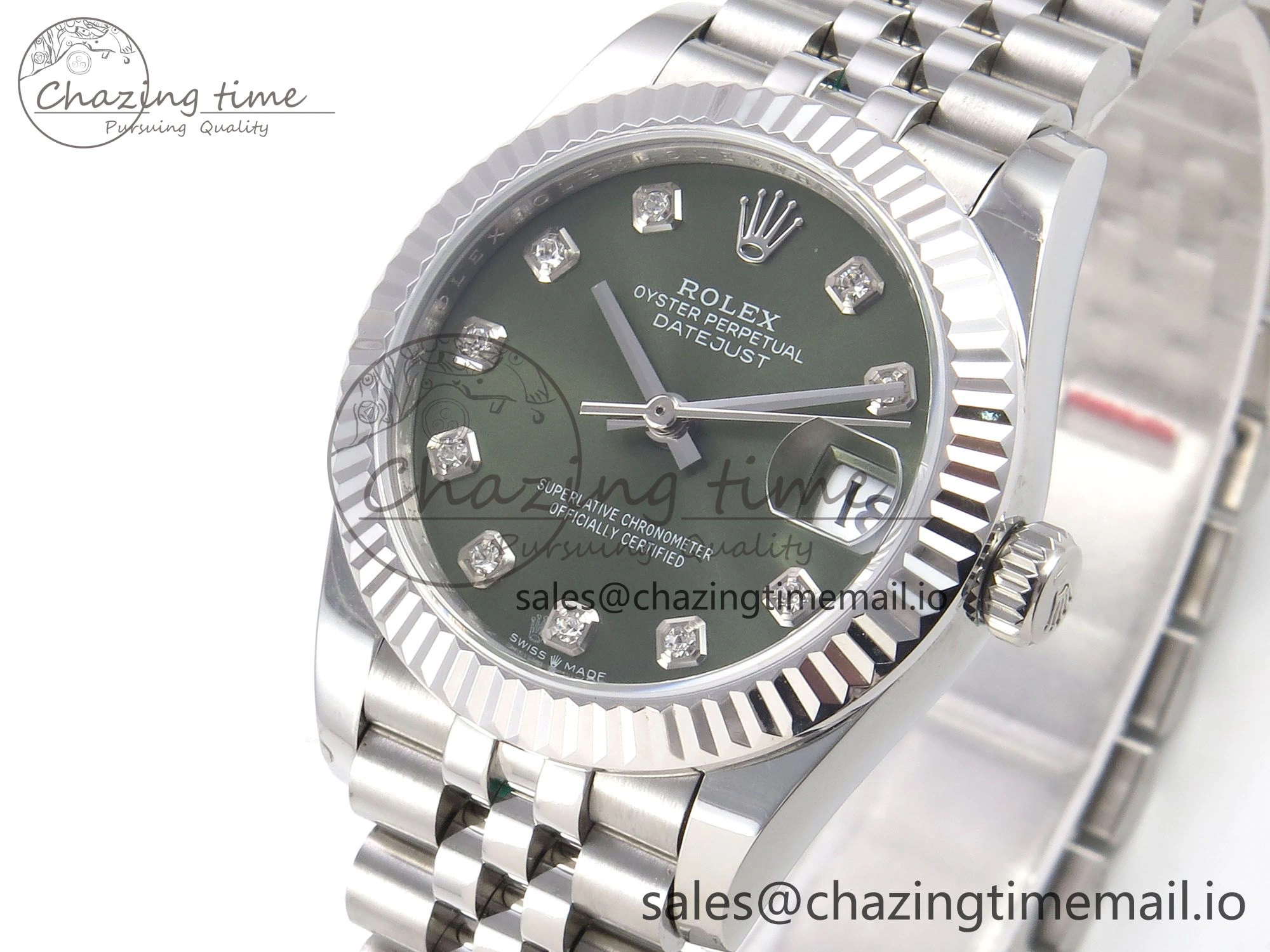 DateJust 31 278274 SS GMF 1:1 Best Edition 904L Steel Green Diamonds Dial on Jubilee Bracelet A2824