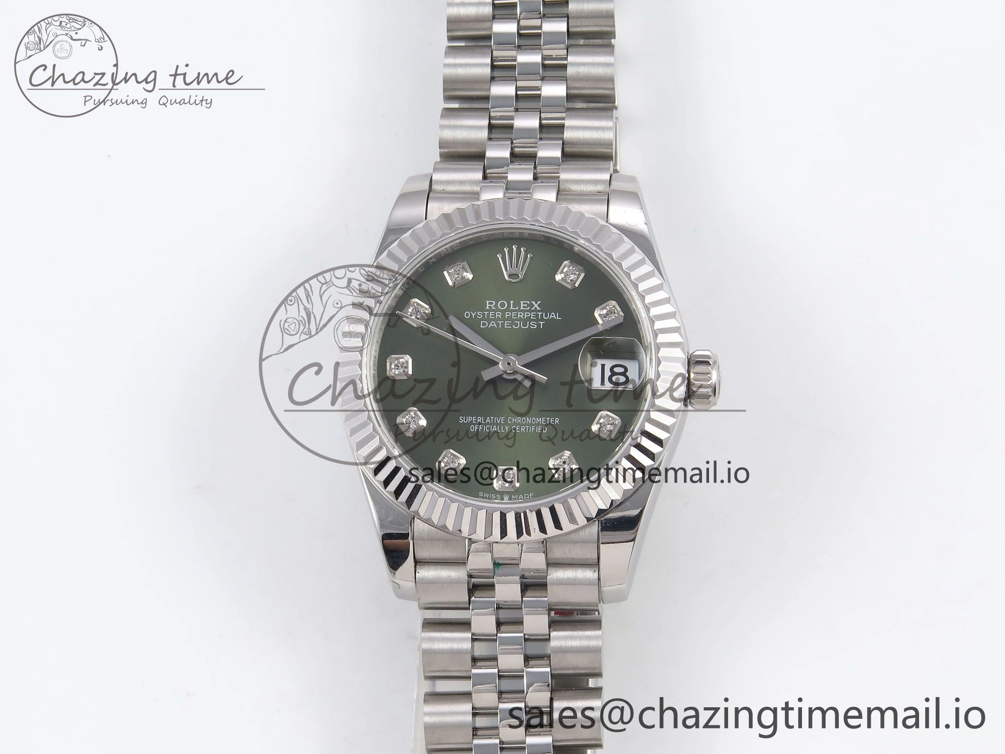 DateJust 31 278274 SS GMF 1:1 Best Edition 904L Steel Green Diamonds Dial on Jubilee Bracelet A2824