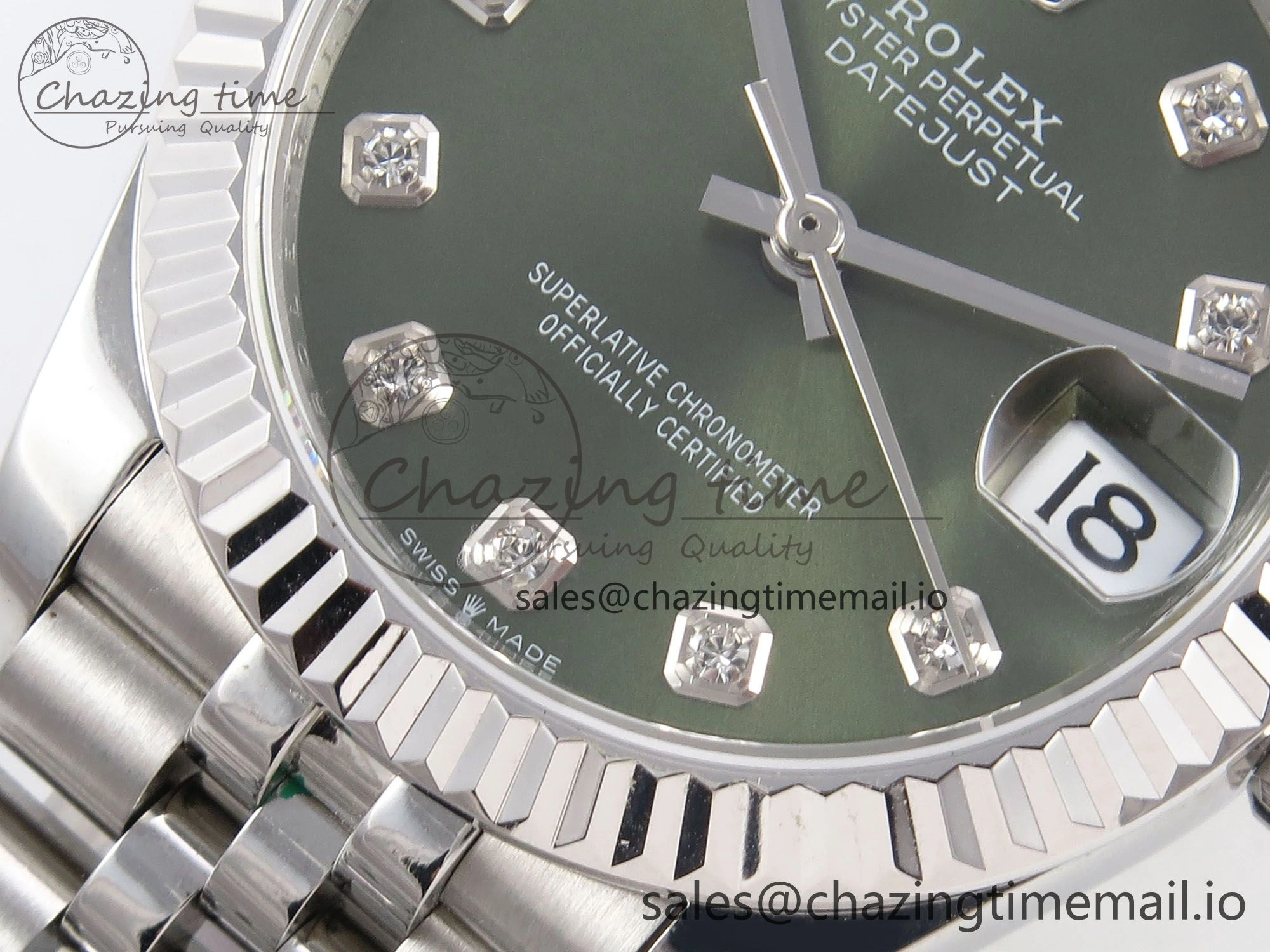 DateJust 31 278274 SS GMF 1:1 Best Edition 904L Steel Green Diamonds Dial on Jubilee Bracelet A2824