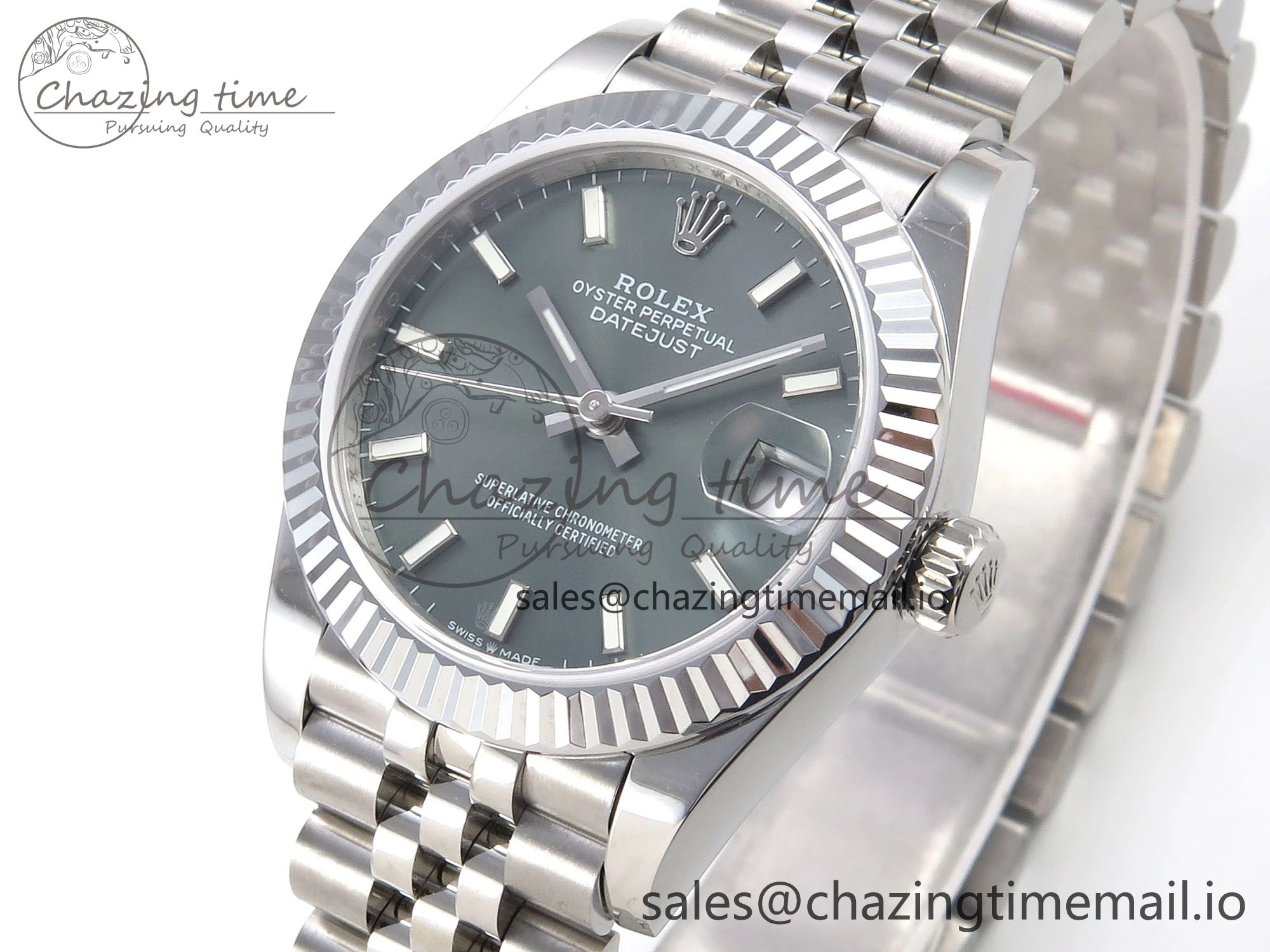 DateJust 31 278274 SS GMF 1:1 Best Edition 904L Steel Green Stick Dial on Jubilee Bracelet A2824