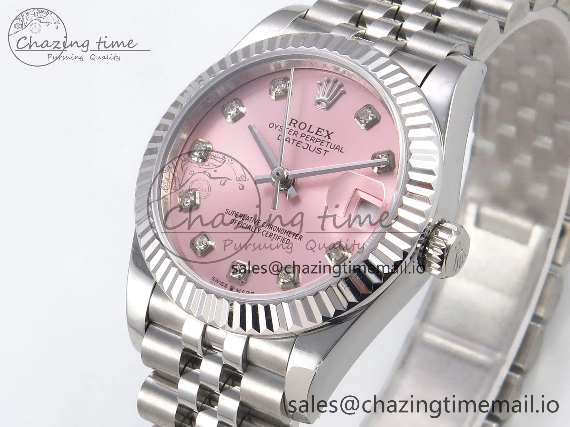 DateJust 31 278274 SS GMF 1:1 Best Edition 904L Steel Pink Diamonds Dial on Jubilee Bracelet A2824