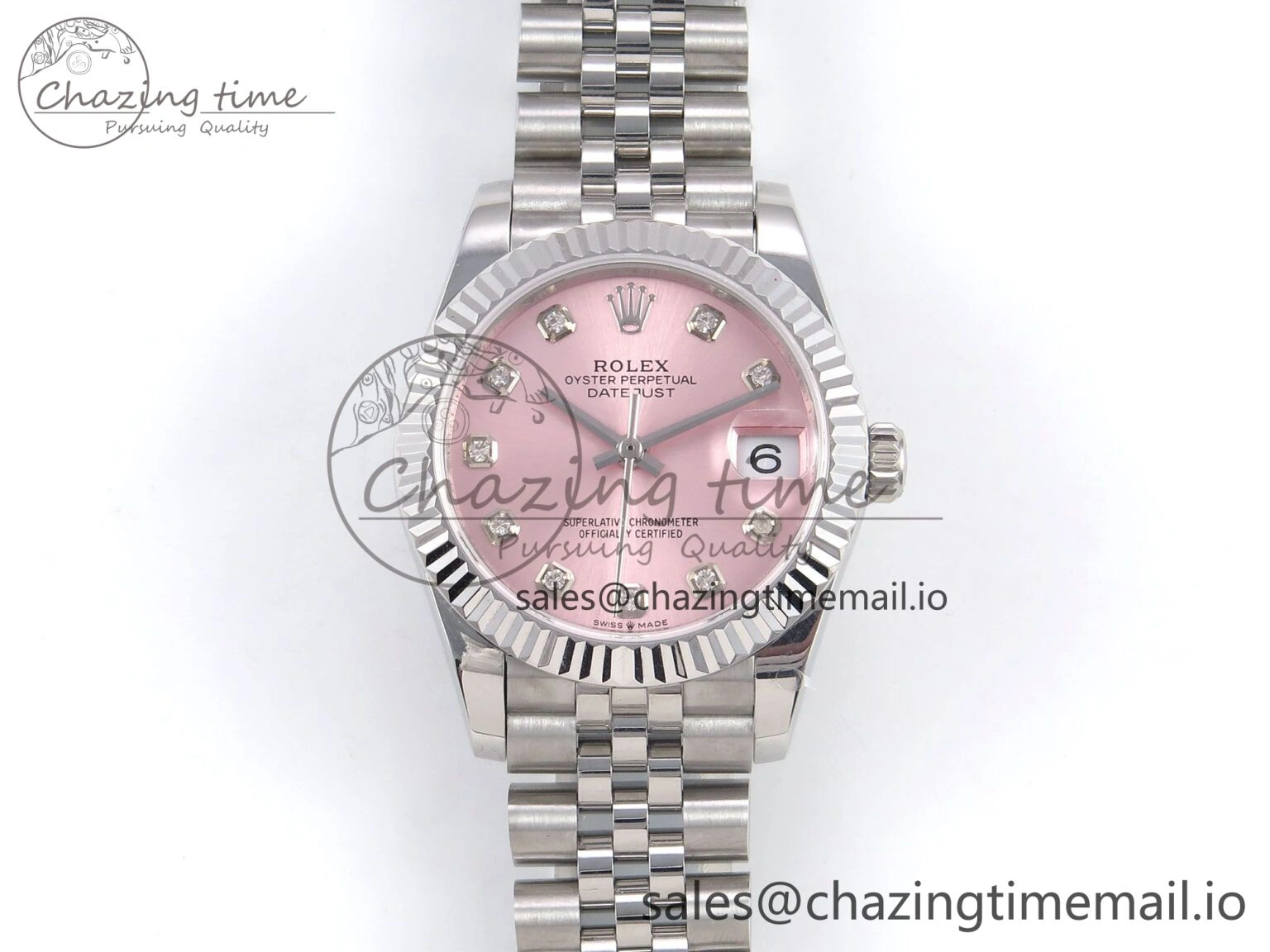 DateJust 31 278274 SS GMF 1:1 Best Edition 904L Steel Pink Diamonds Dial on Jubilee Bracelet A2824