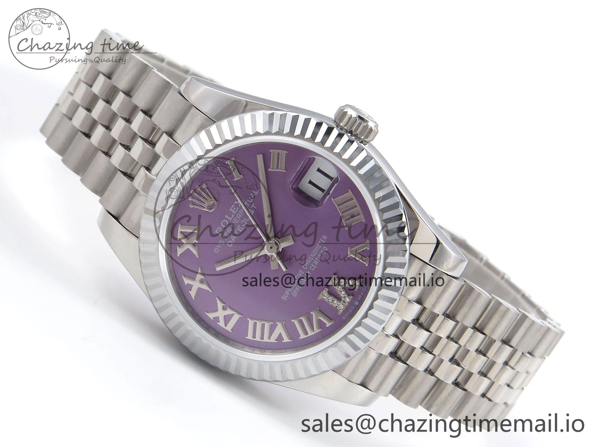 DateJust 31 278274 SS GMF 1:1 Best Edition 904L Steel Purple Roman Diamonds Dial on Jubilee Bracelet A2824