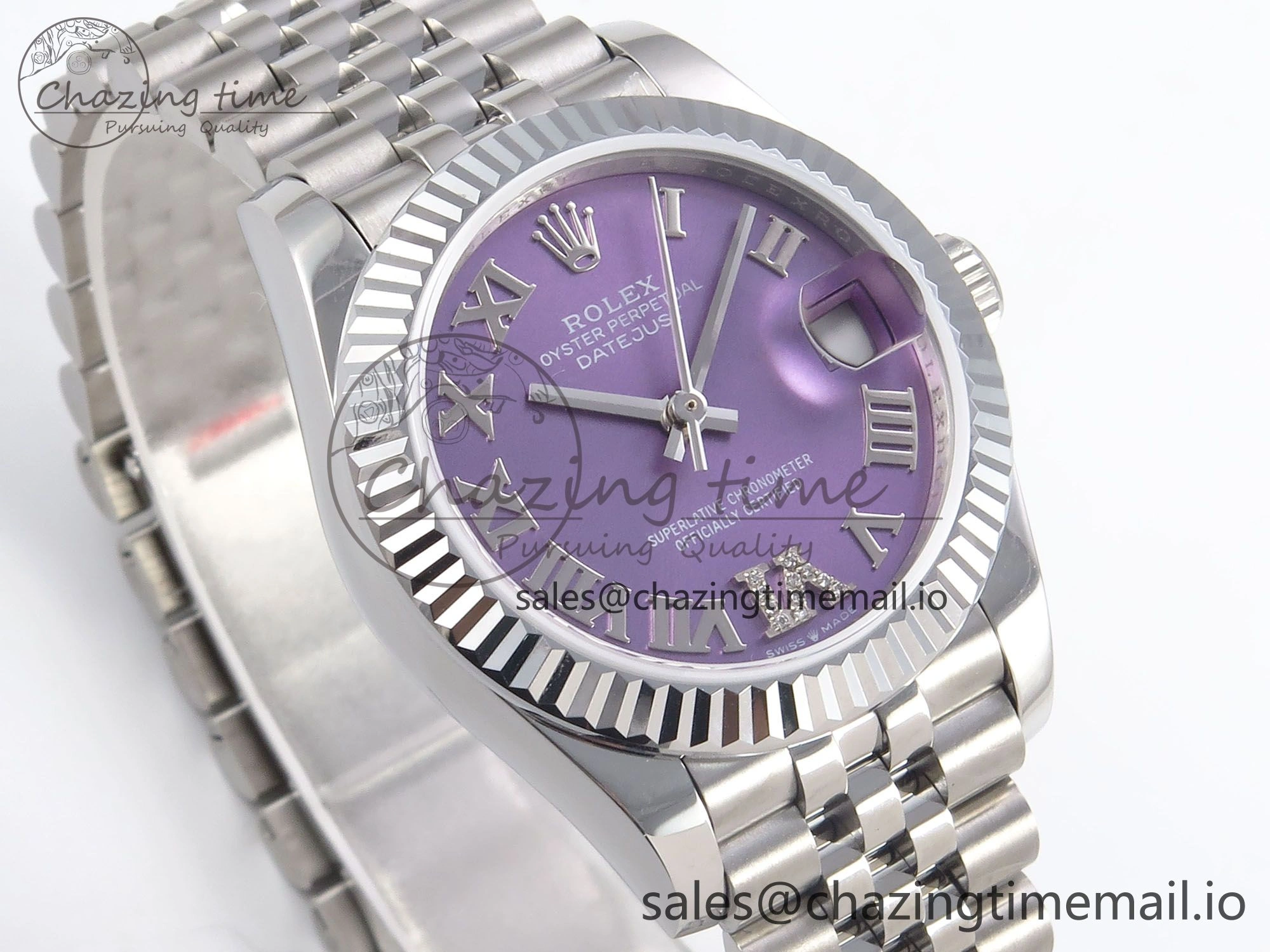 DateJust 31 278274 SS GMF 1:1 Best Edition 904L Steel Purple Roman Diamonds Dial on Jubilee Bracelet A2824