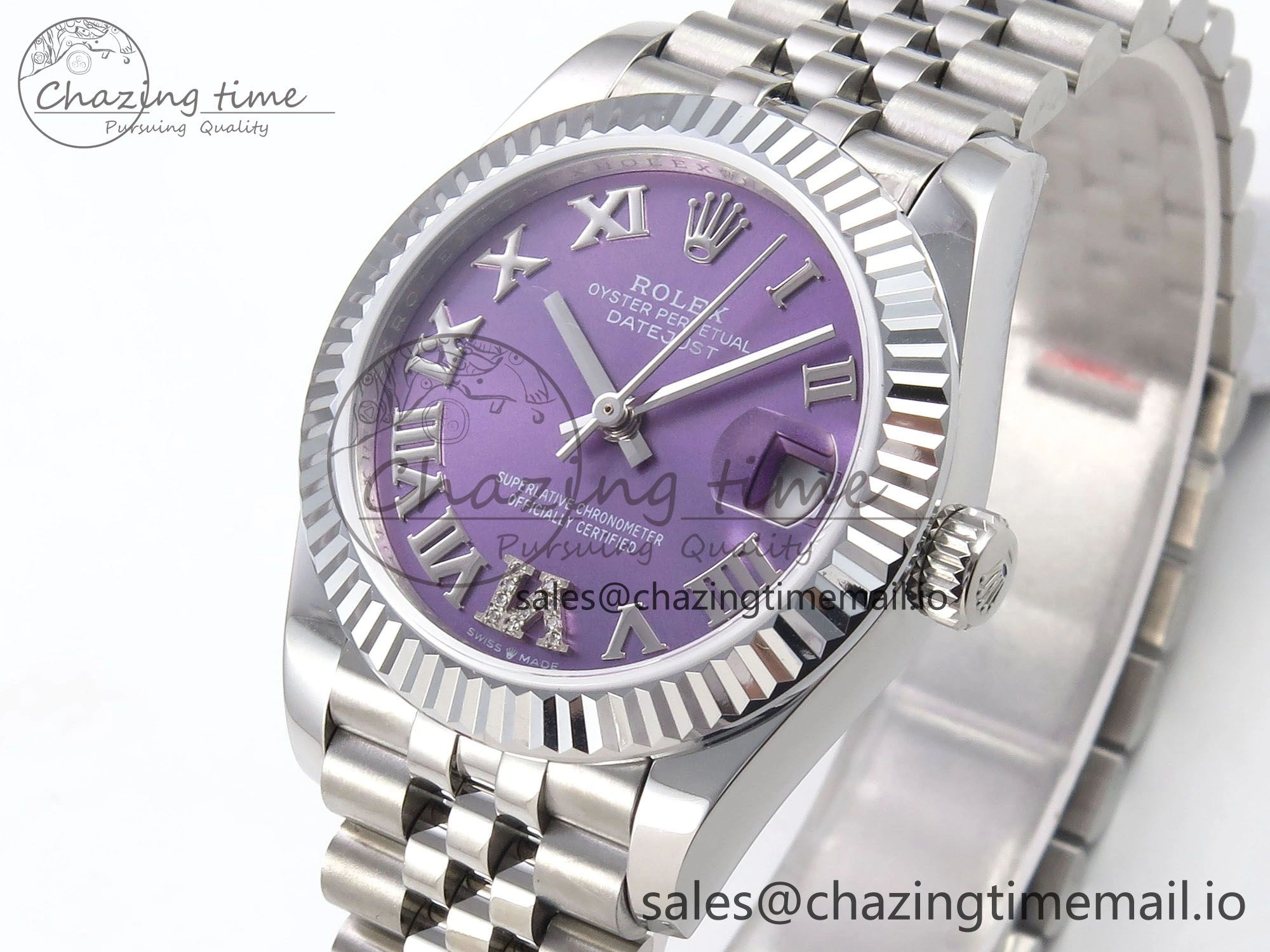 DateJust 31 278274 SS GMF 1:1 Best Edition 904L Steel Purple Roman Diamonds Dial on Jubilee Bracelet A2824
