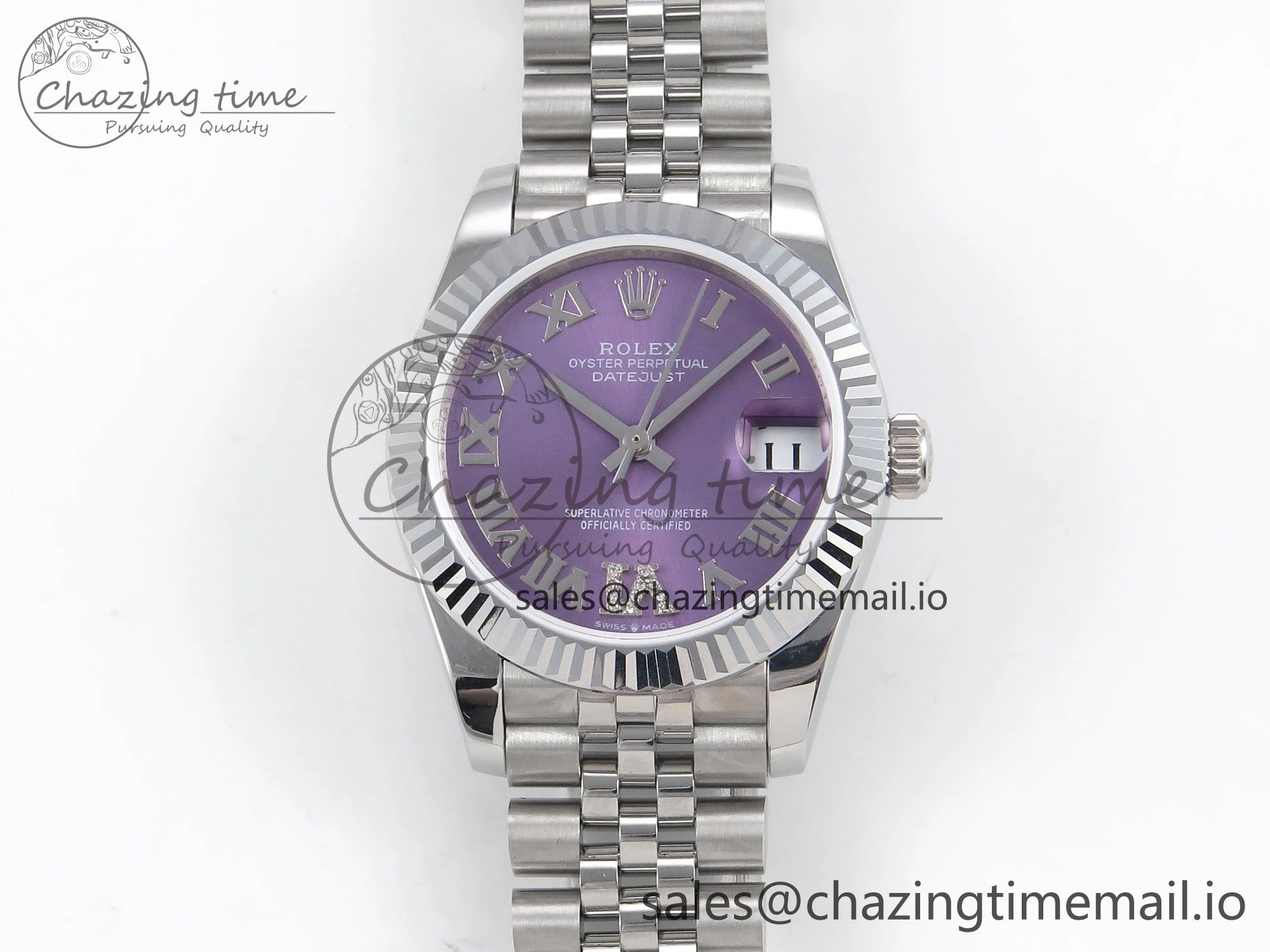 DateJust 31 278274 SS GMF 1:1 Best Edition 904L Steel Purple Roman Diamonds Dial on Jubilee Bracelet A2824
