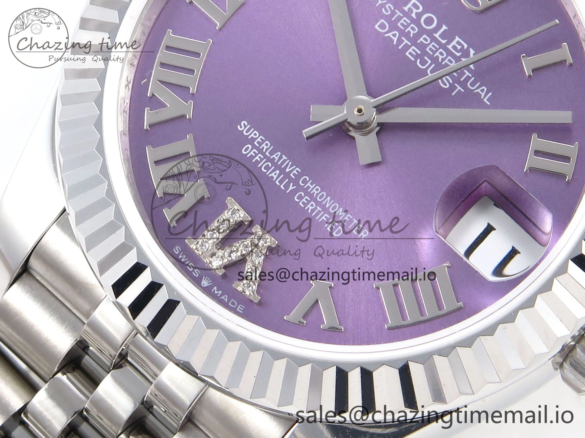 DateJust 31 278274 SS GMF 1:1 Best Edition 904L Steel Purple Roman Diamonds Dial on Jubilee Bracelet A2824