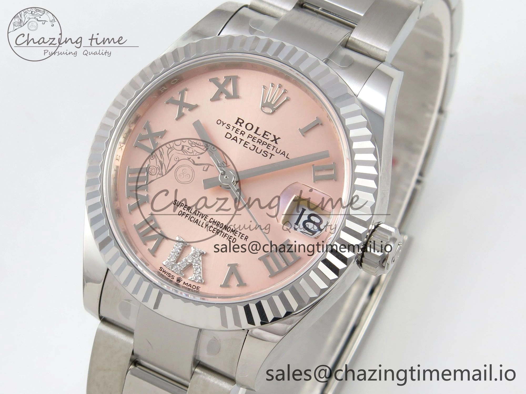 DateJust 31 278274 SS THBF 1:1 Best Edition 904L Steel RG Roman Diamonds Dial on Oyster Bracelet HZ Cal.2236