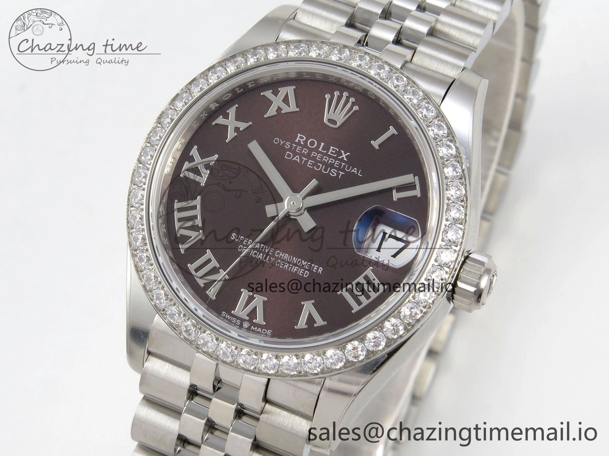 DateJust 31 278274 THBF 1:1 Best Edition 904L Steel Brown Roman Dial Diamonds Bezel on SS Jubilee Bracelet HZ Cal.2236