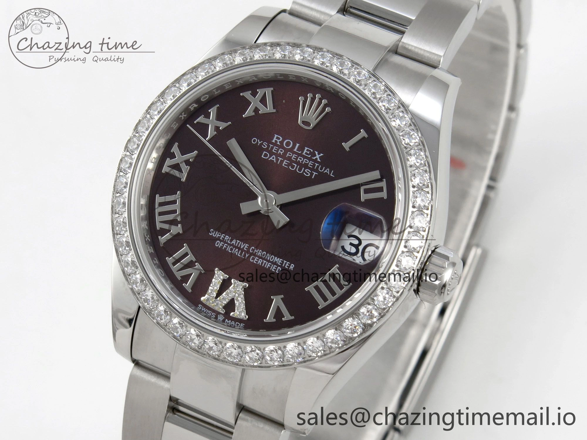 DateJust 31 278274 THBF 1:1 Best Edition 904L Steel Brown Roman Dial Diamonds Bezel on SS Oyster Bracelet HZ Cal.2236