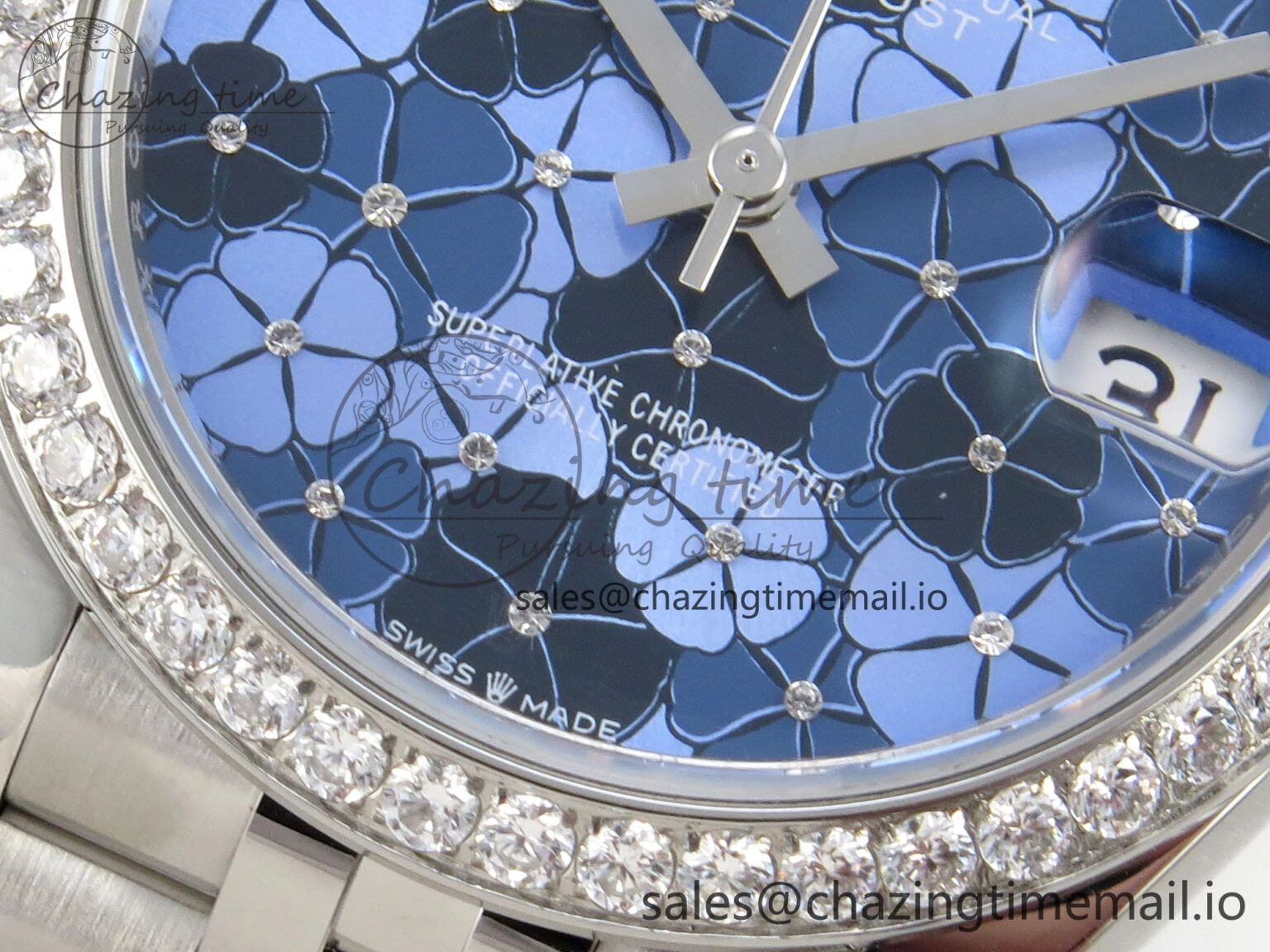 DateJust 31 278274 THBF 1:1 Best Edition 904L Steel Fluted Blue Floral Dial Diamonds Bezel on SS Jubilee Bracelet HZ Cal.2236