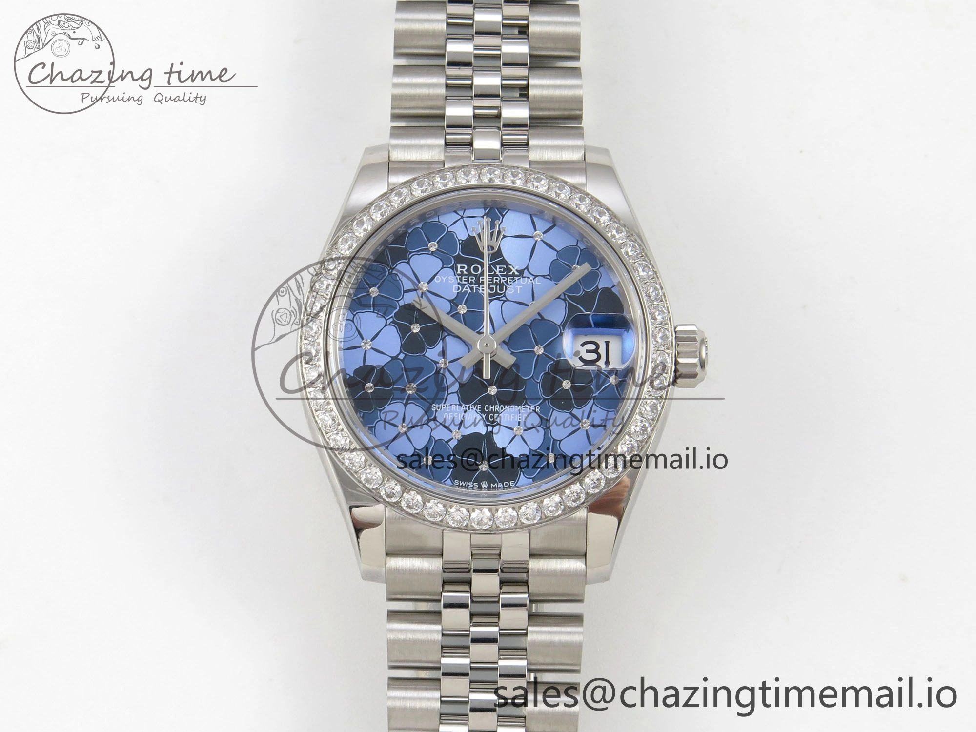 DateJust 31 278274 THBF 1:1 Best Edition 904L Steel Fluted Blue Floral Dial Diamonds Bezel on SS Jubilee Bracelet HZ Cal.2236