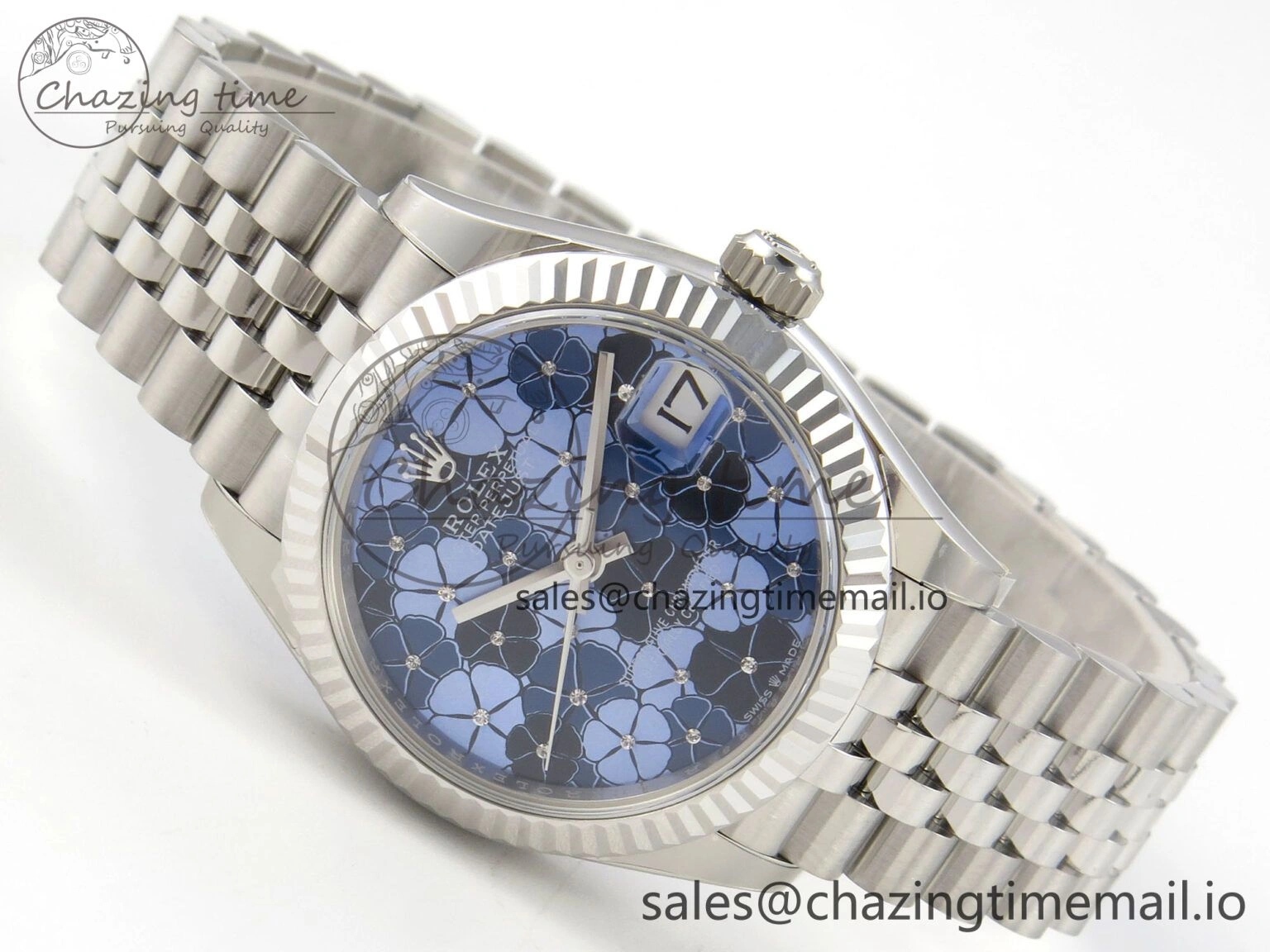 DateJust 31 278274 THBF 1:1 Best Edition 904L Steel Fluted Blue Floral Dial on SS Jubilee Bracelet HZ Cal.2236
