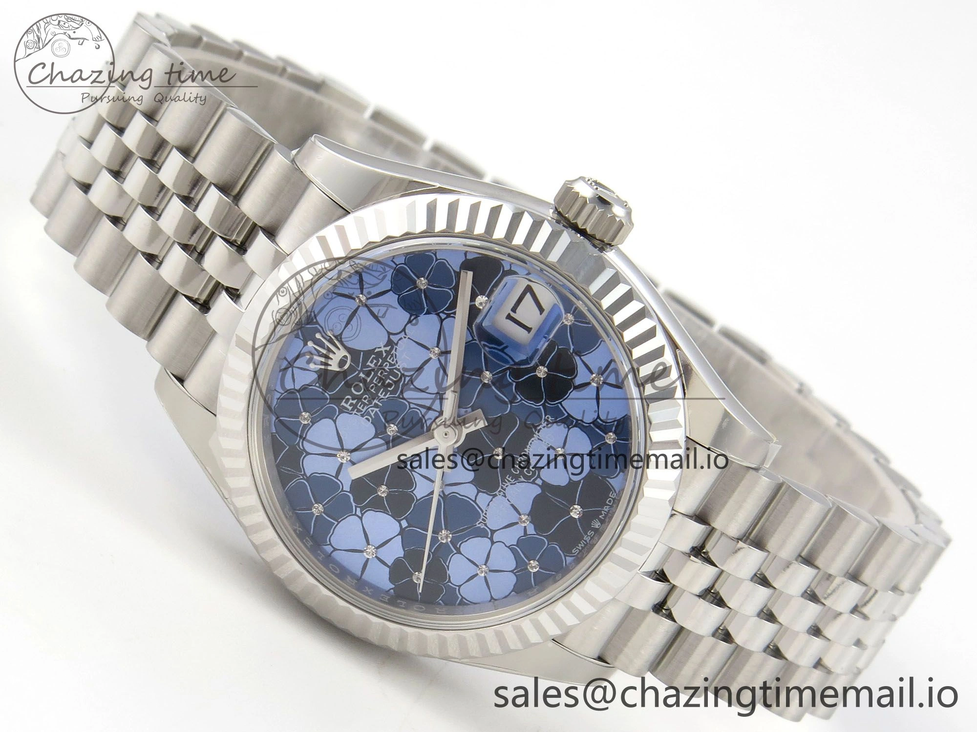 DateJust 31 278274 THBF 1:1 Best Edition 904L Steel Fluted Blue Floral Dial on SS Jubilee Bracelet HZ Cal.2236